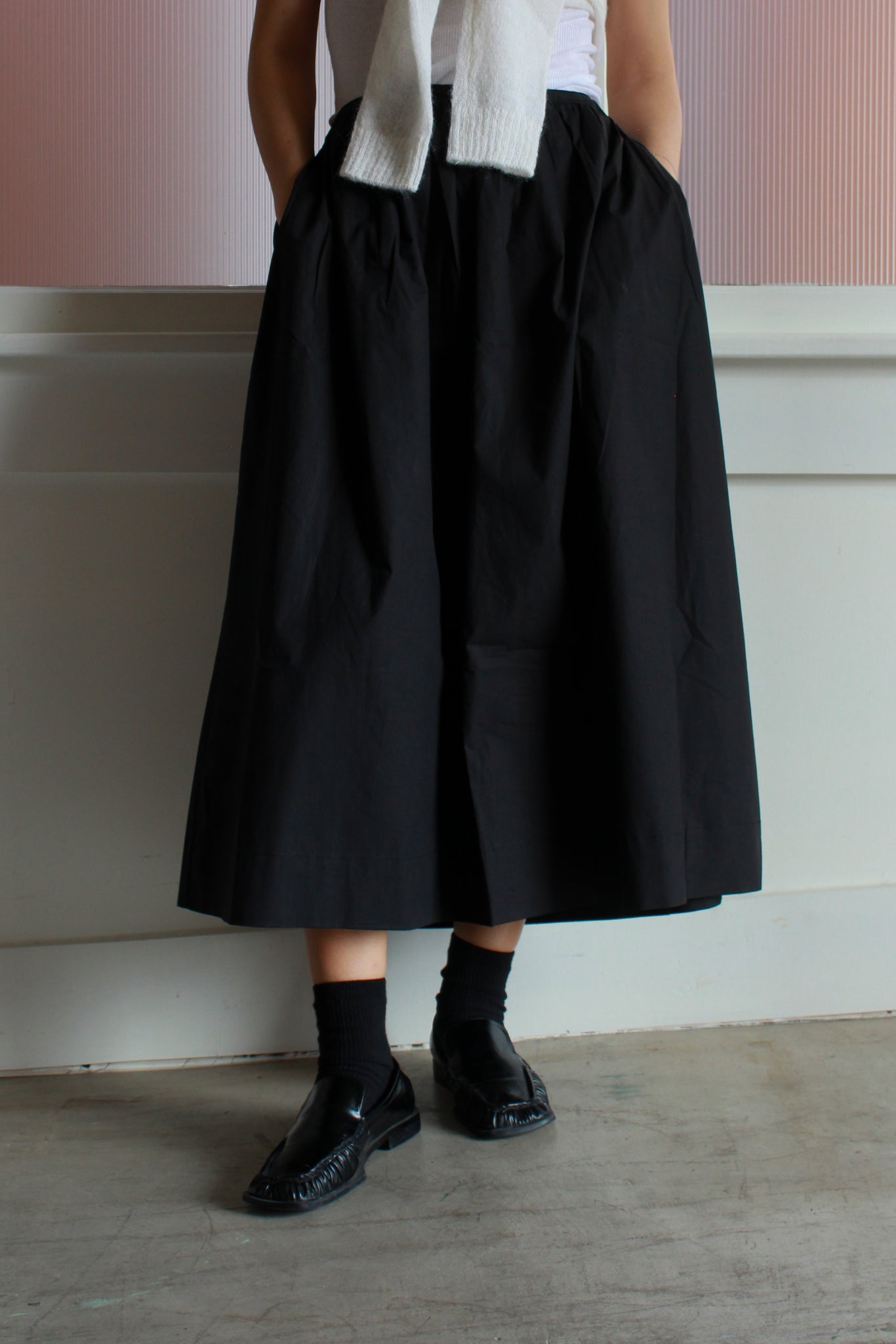 Shirring Flare Skirt in Black