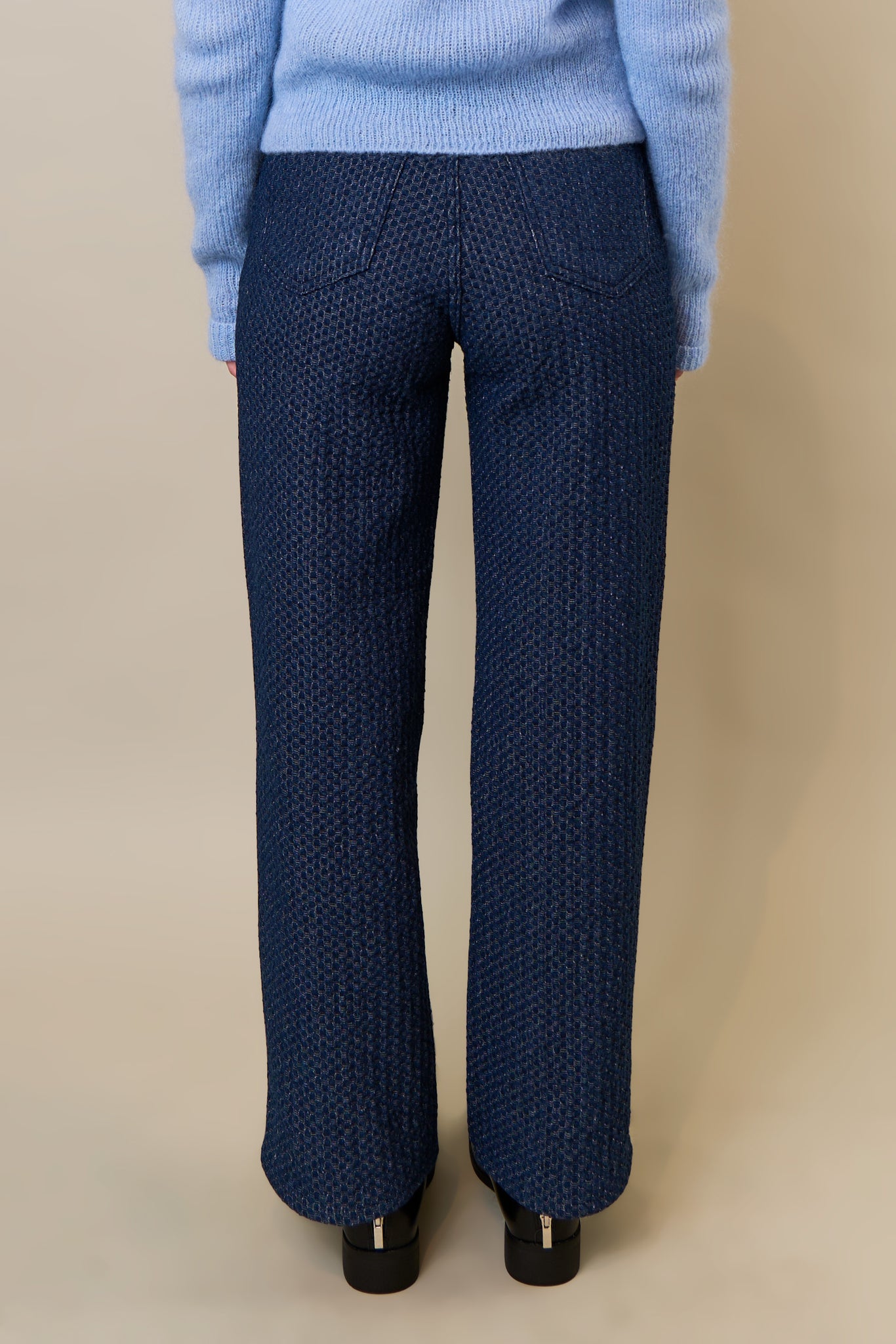 Jacquard Texture Denim Pants in Blue