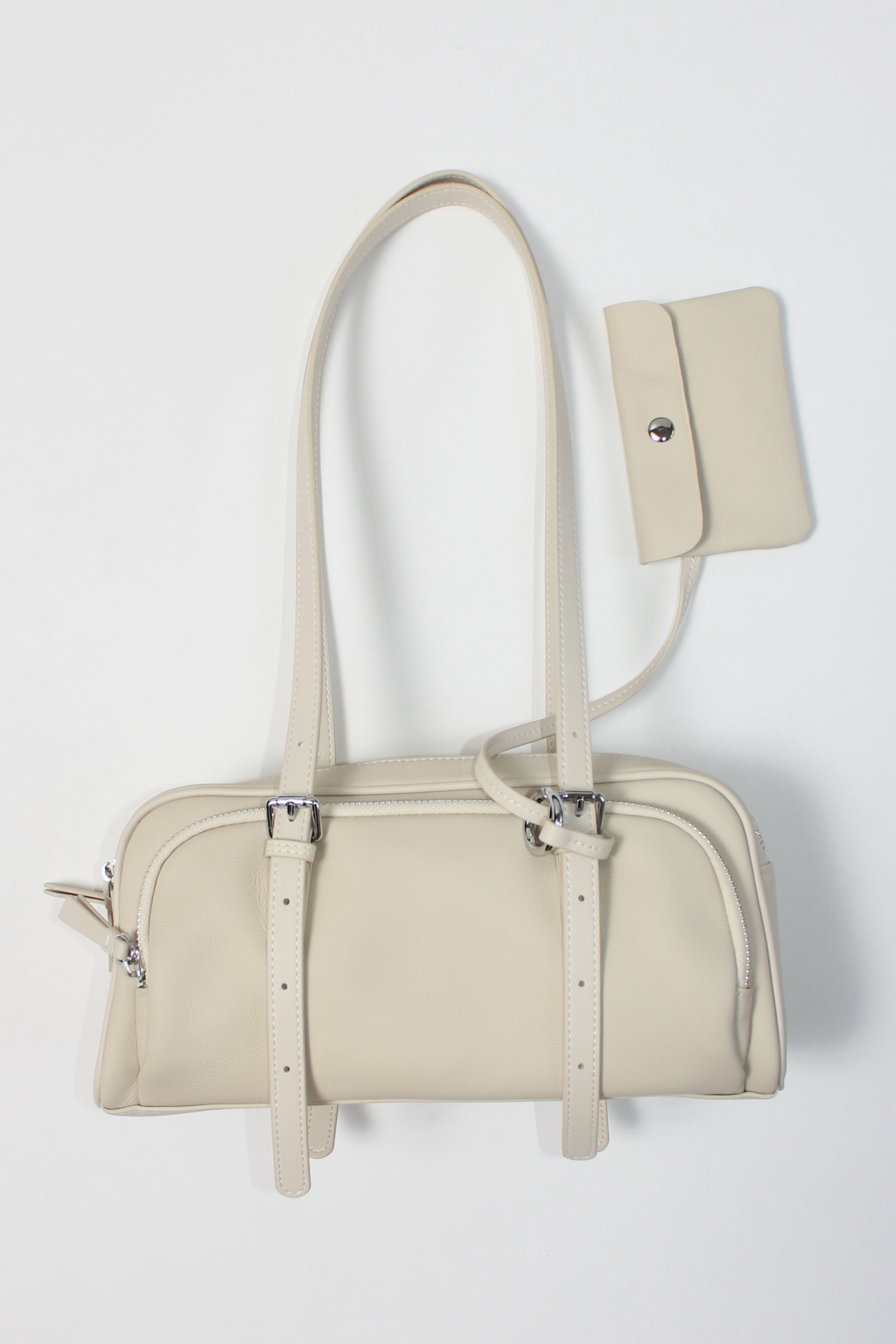Double Zipper Shoulder Bag in Ivory – Jowa.shop