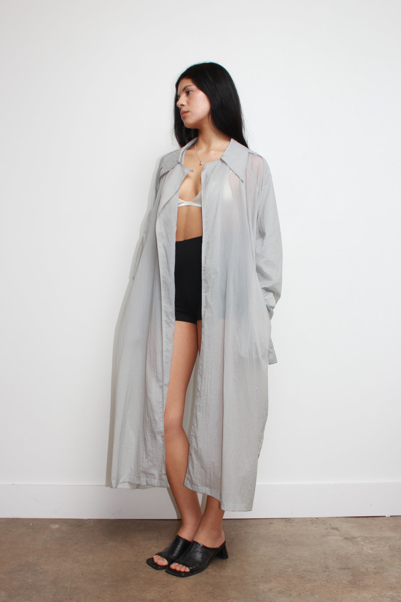 Pike Summer Trench Coat in Blue grey
