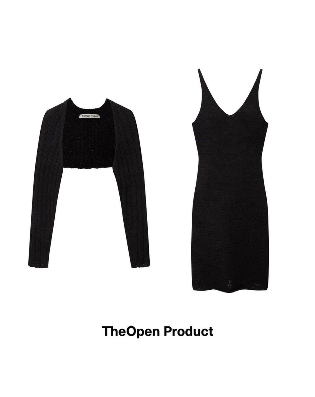 Cotton Knit Sleeveless Dress By Theopen Product In Black