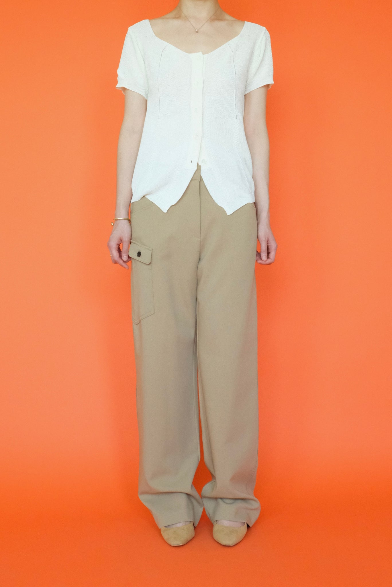Scoop Neck Knit Cardigan in Ivory