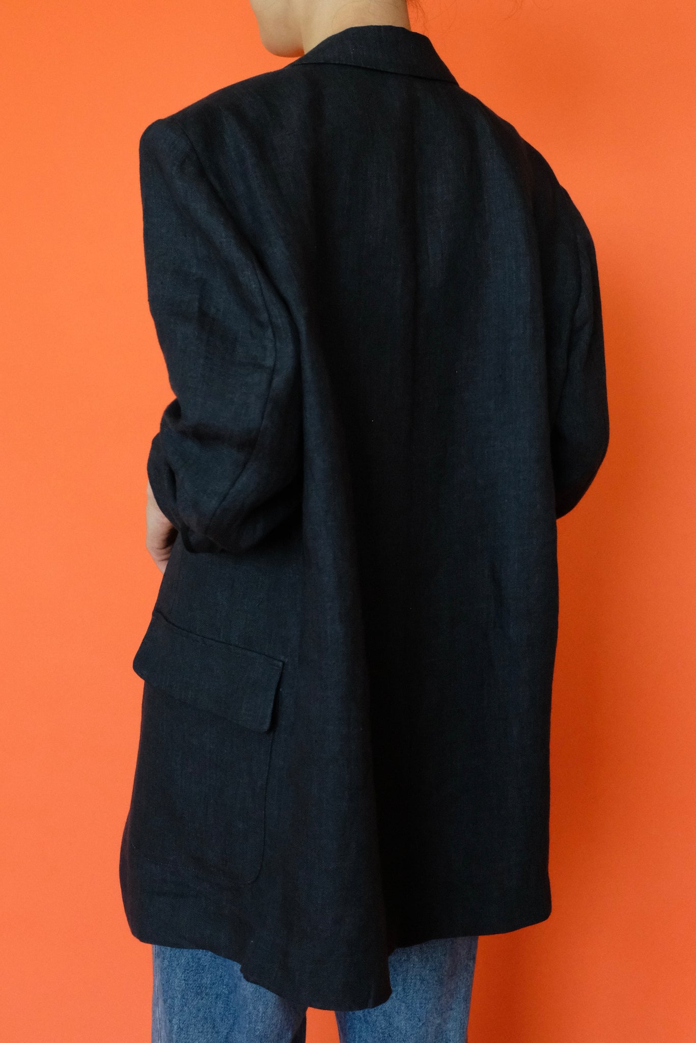 Paris Oversized Linen Jacket in Navy
