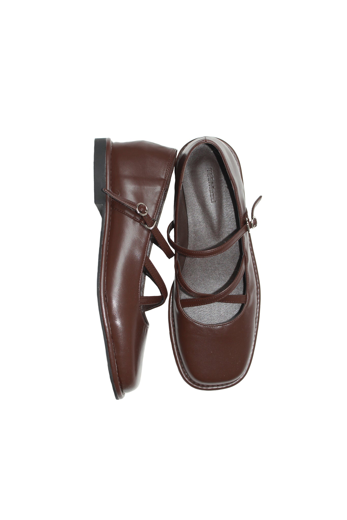 X Strap Mary Jane Loafer in Brown