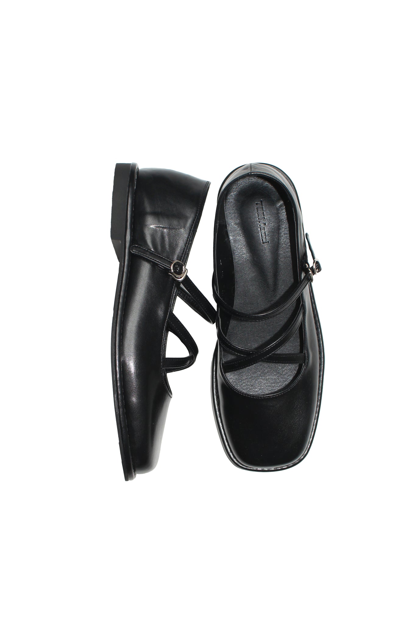 X Strap Mary Jane Loafer in Black