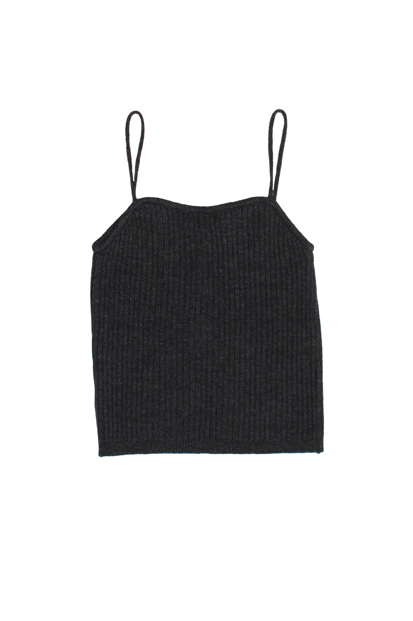 Ribbed Knit Vest Top in Charcoal