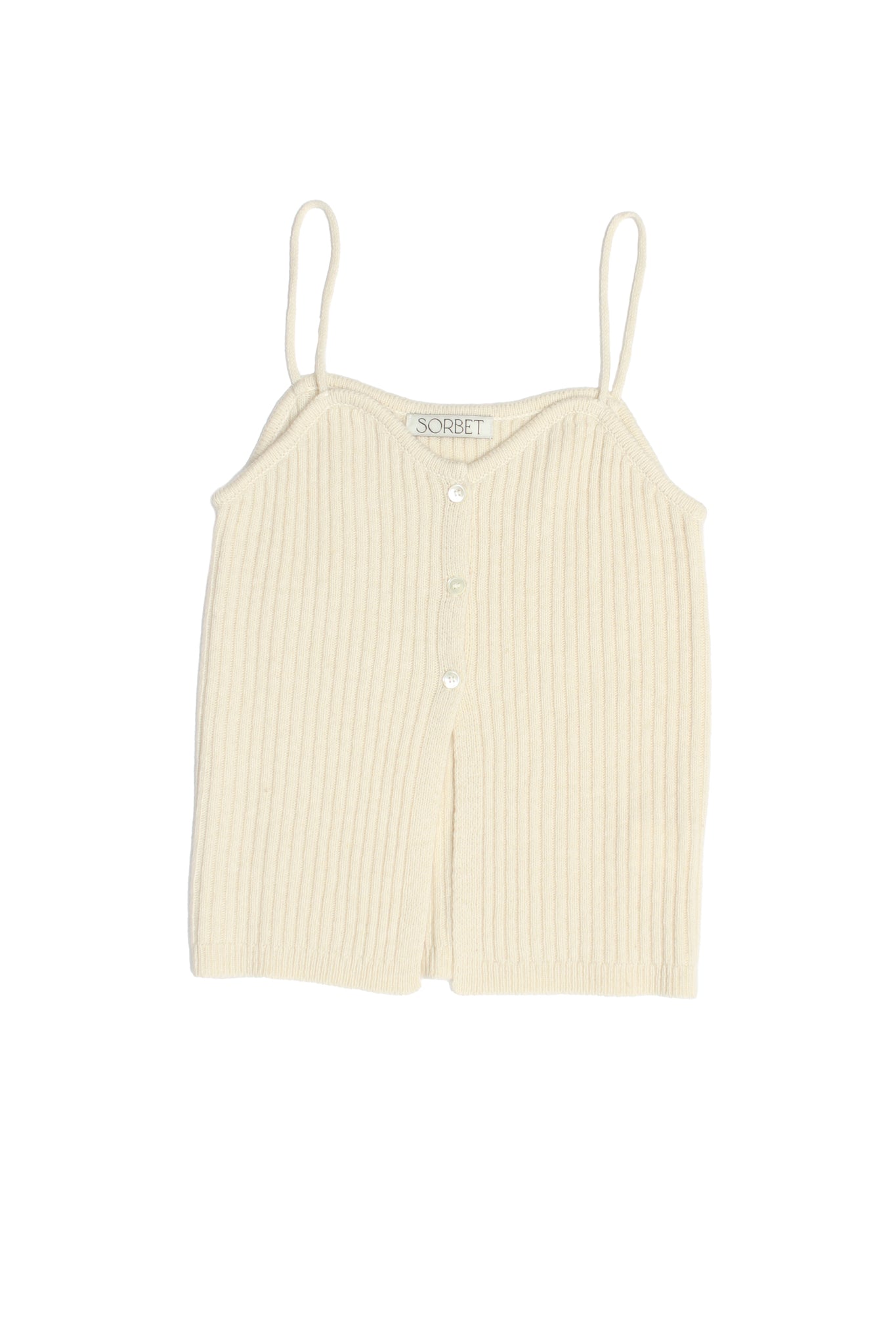 Ribbed Knit Vest Top in Cream