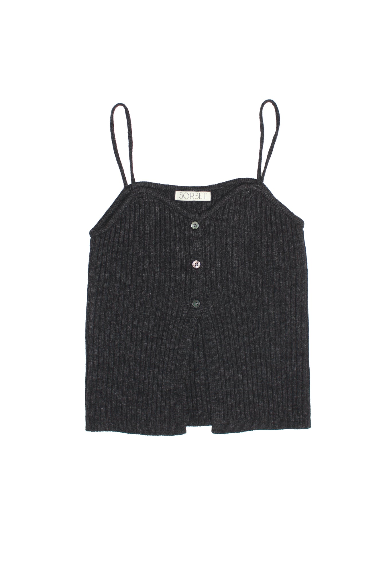 Ribbed Knit Vest Top in Charcoal