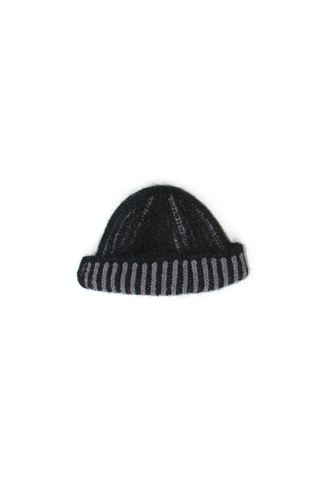 Mixed Stripe Knit Beanie in Black