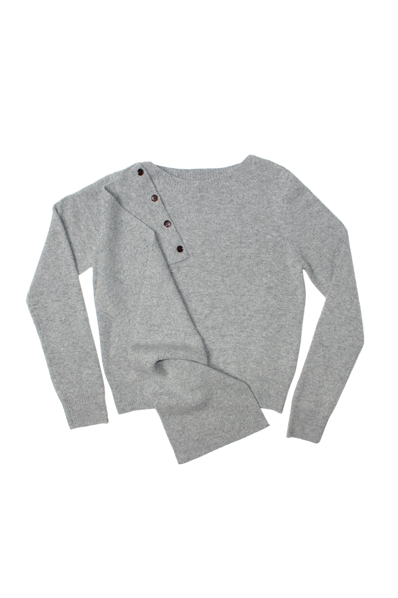 Wool Button Scarf Knit in Grey