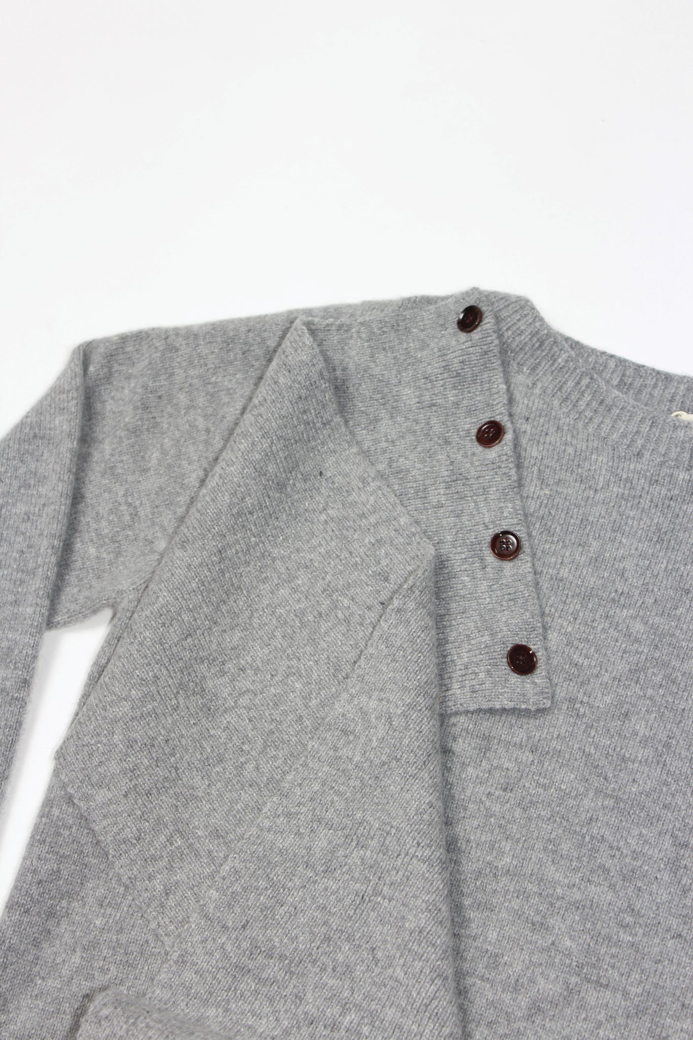 Wool Button Scarf Knit in Grey