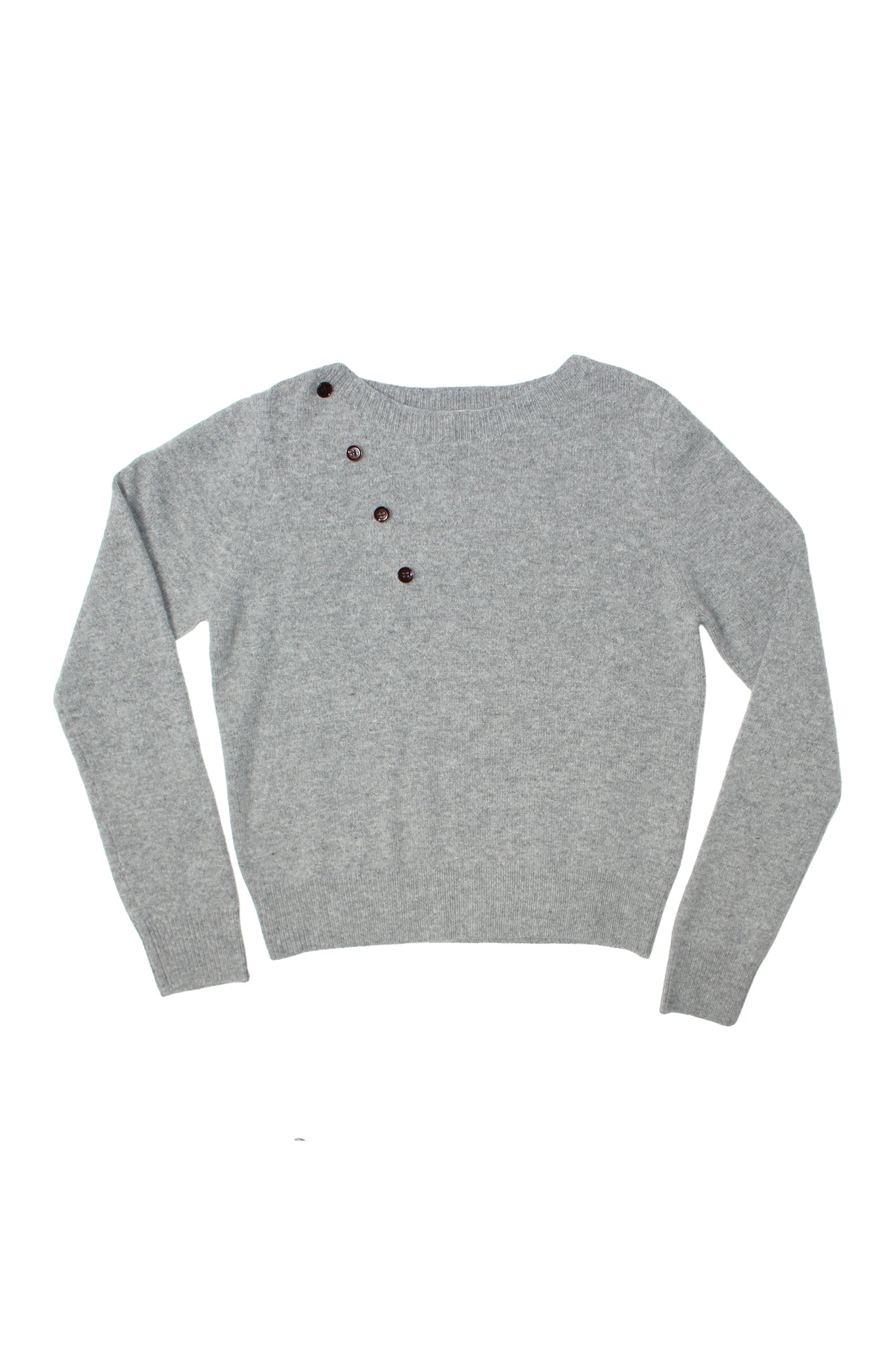 Wool Button Scarf Knit in Grey