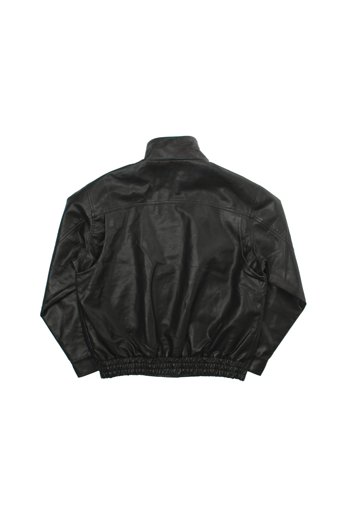 Leroy High Neck Leather Jacket in Black