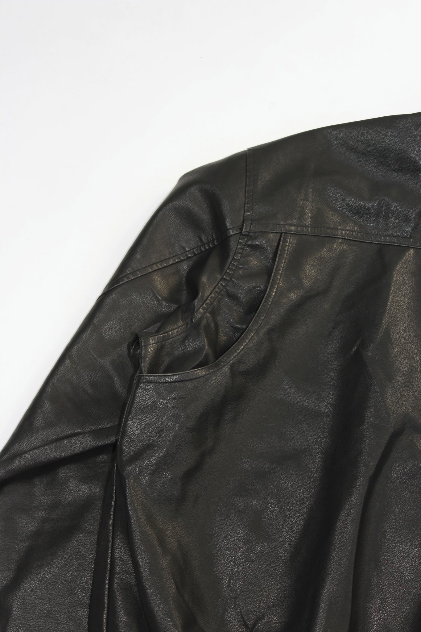 Leroy High Neck Leather Jacket in Black