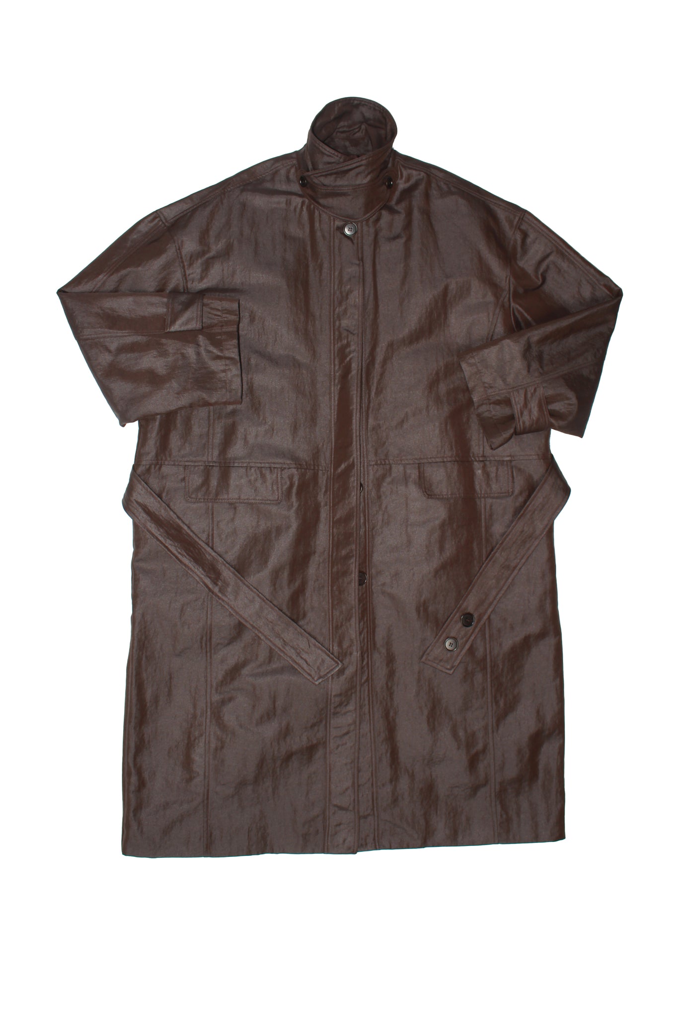 MWE Quilted Trench Coat in Chocolate Brown