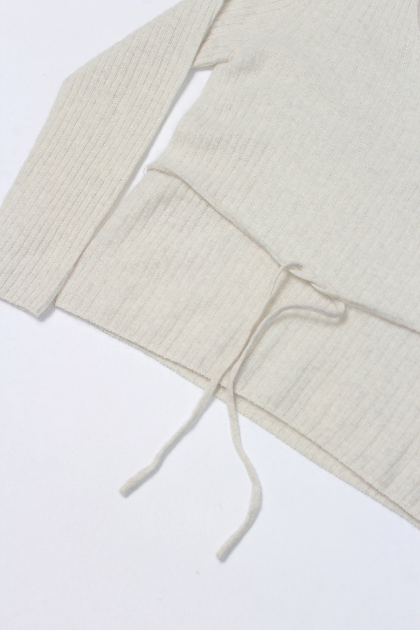 WHOLEGARMENT Ribbed V-neck Sweater in Oatmeal