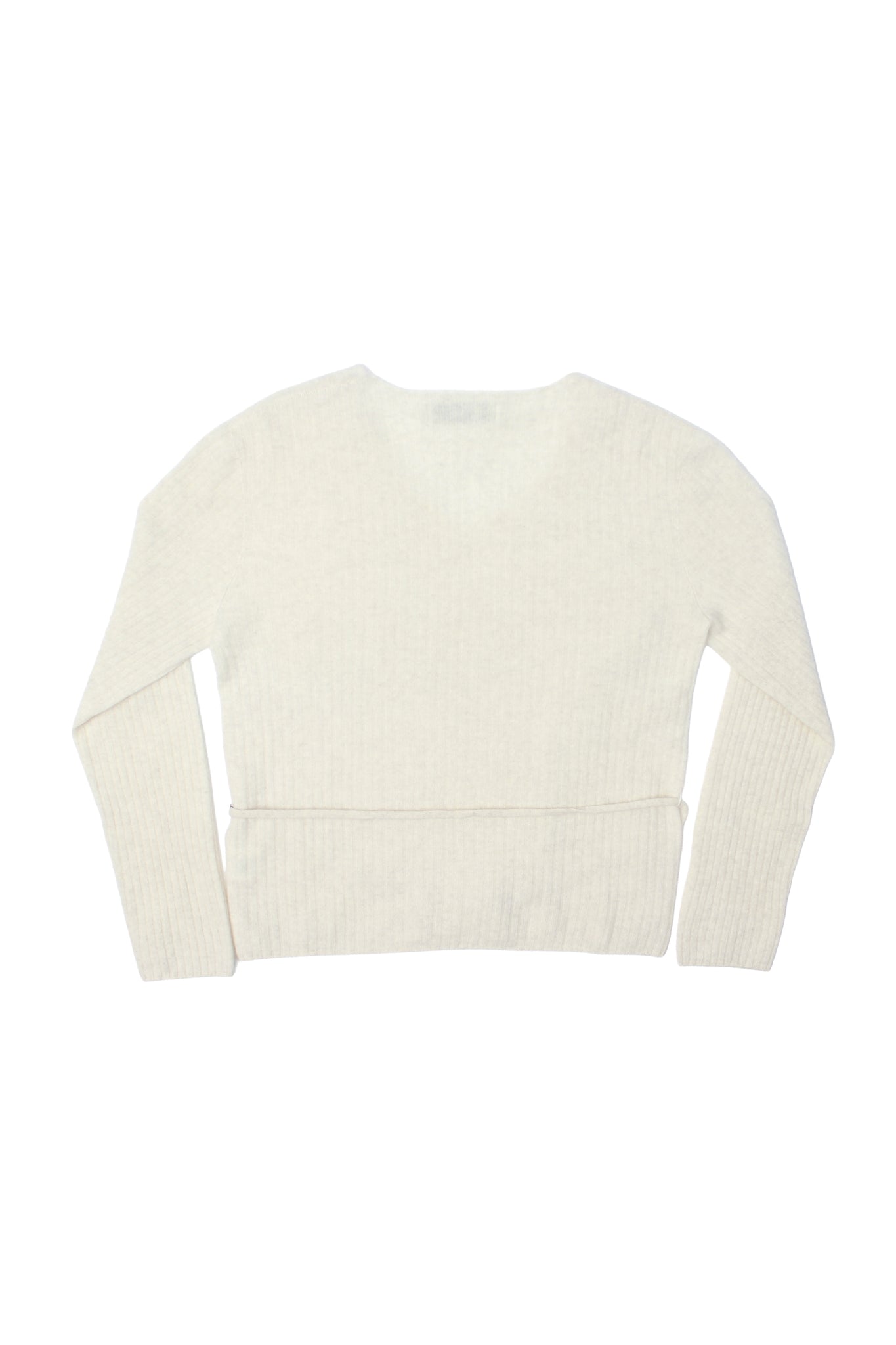 WHOLEGARMENT Ribbed V-neck Sweater in Oatmeal