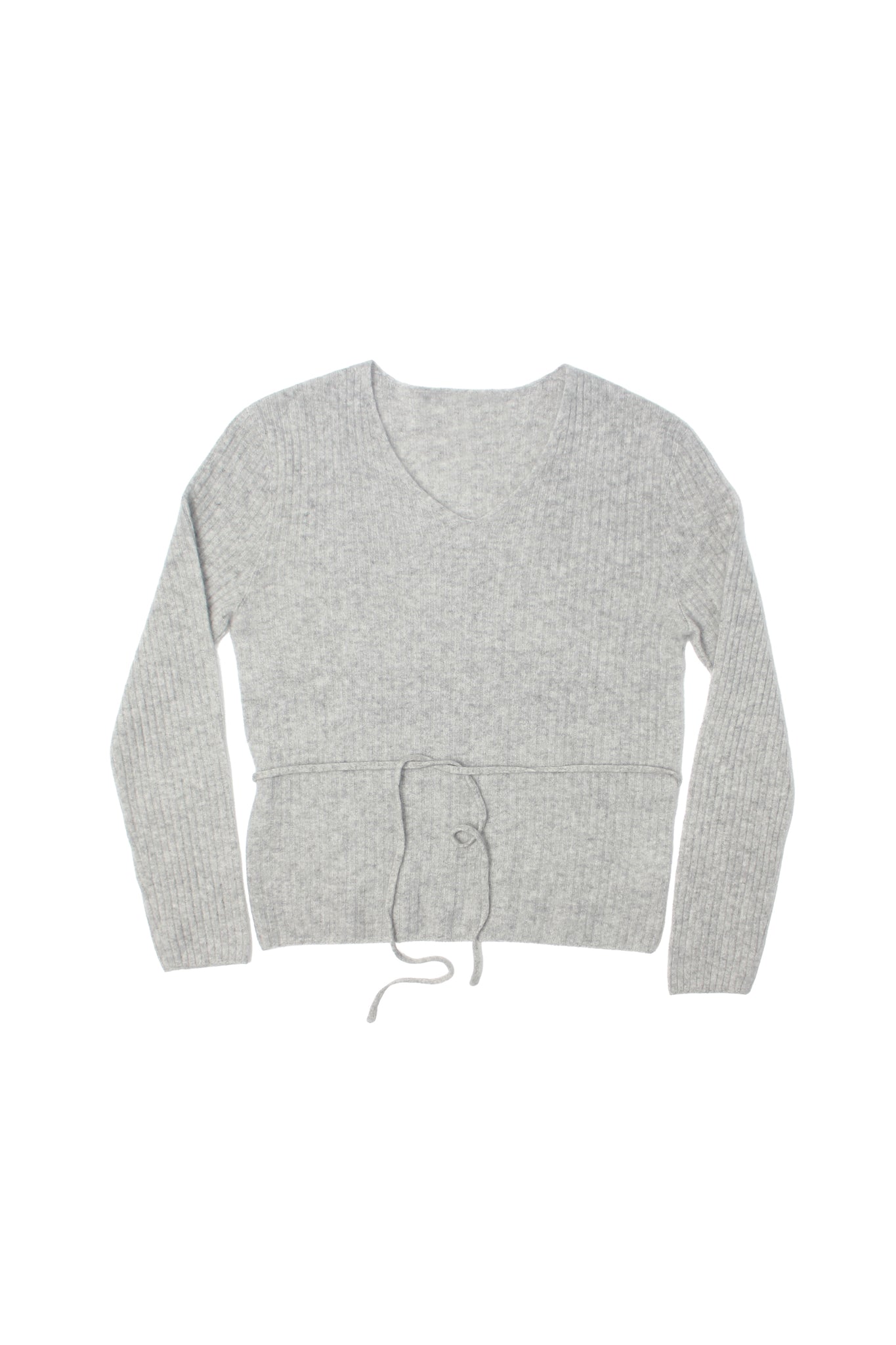 WHOLEGARMENT Ribbed V-neck Sweater in Grey