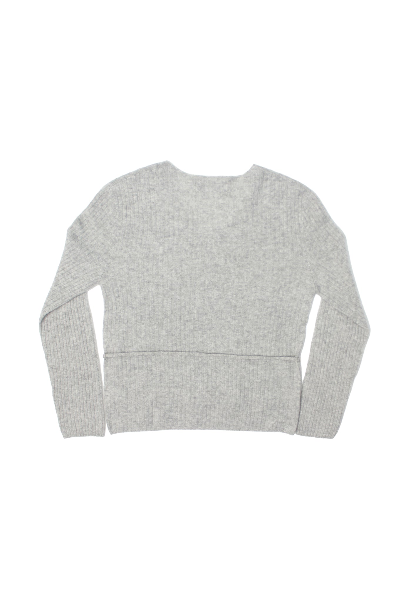 WHOLEGARMENT Ribbed V-neck Sweater in Grey