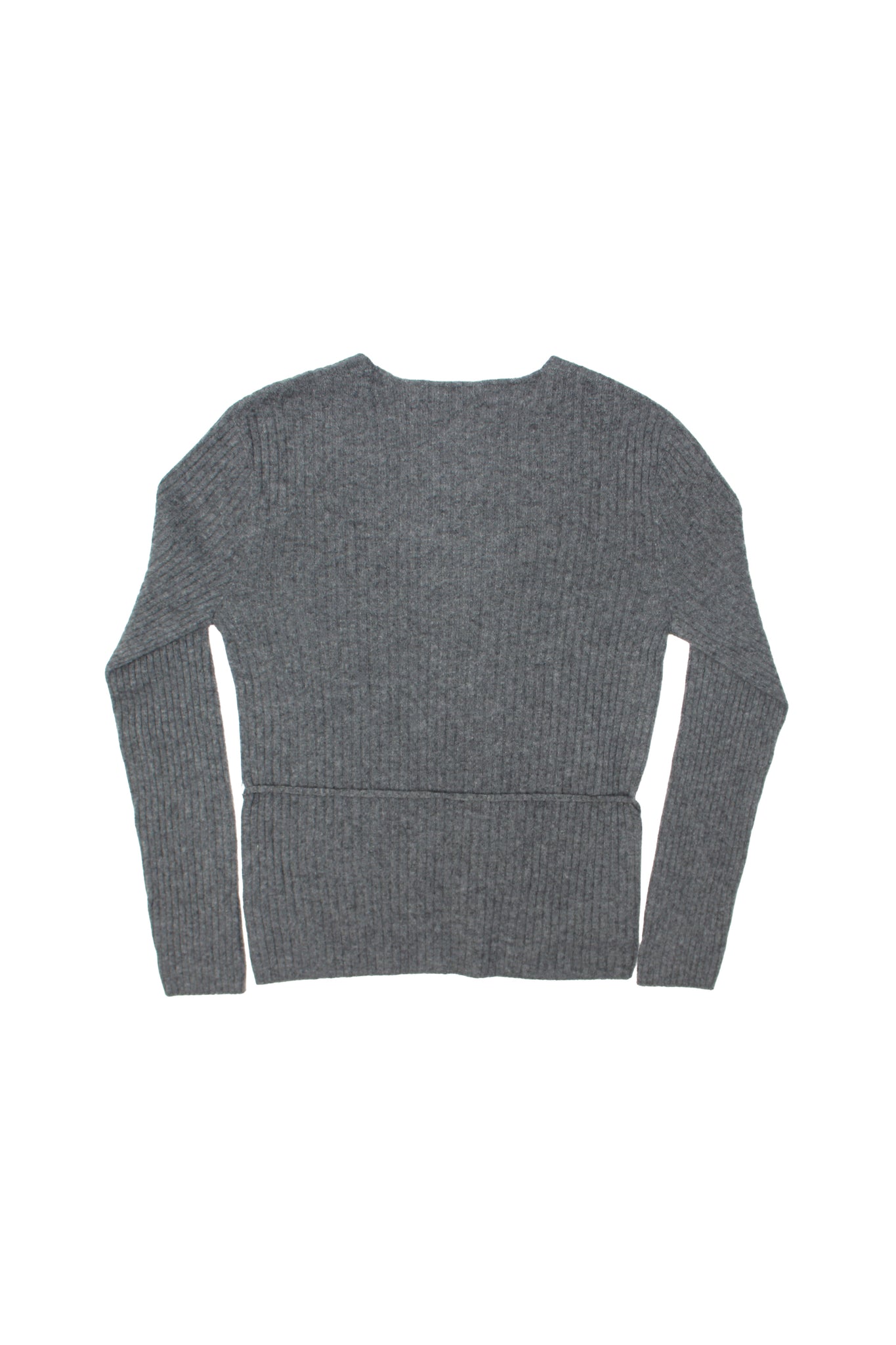 WHOLEGARMENT Ribbed V-neck Sweater in Charcoal