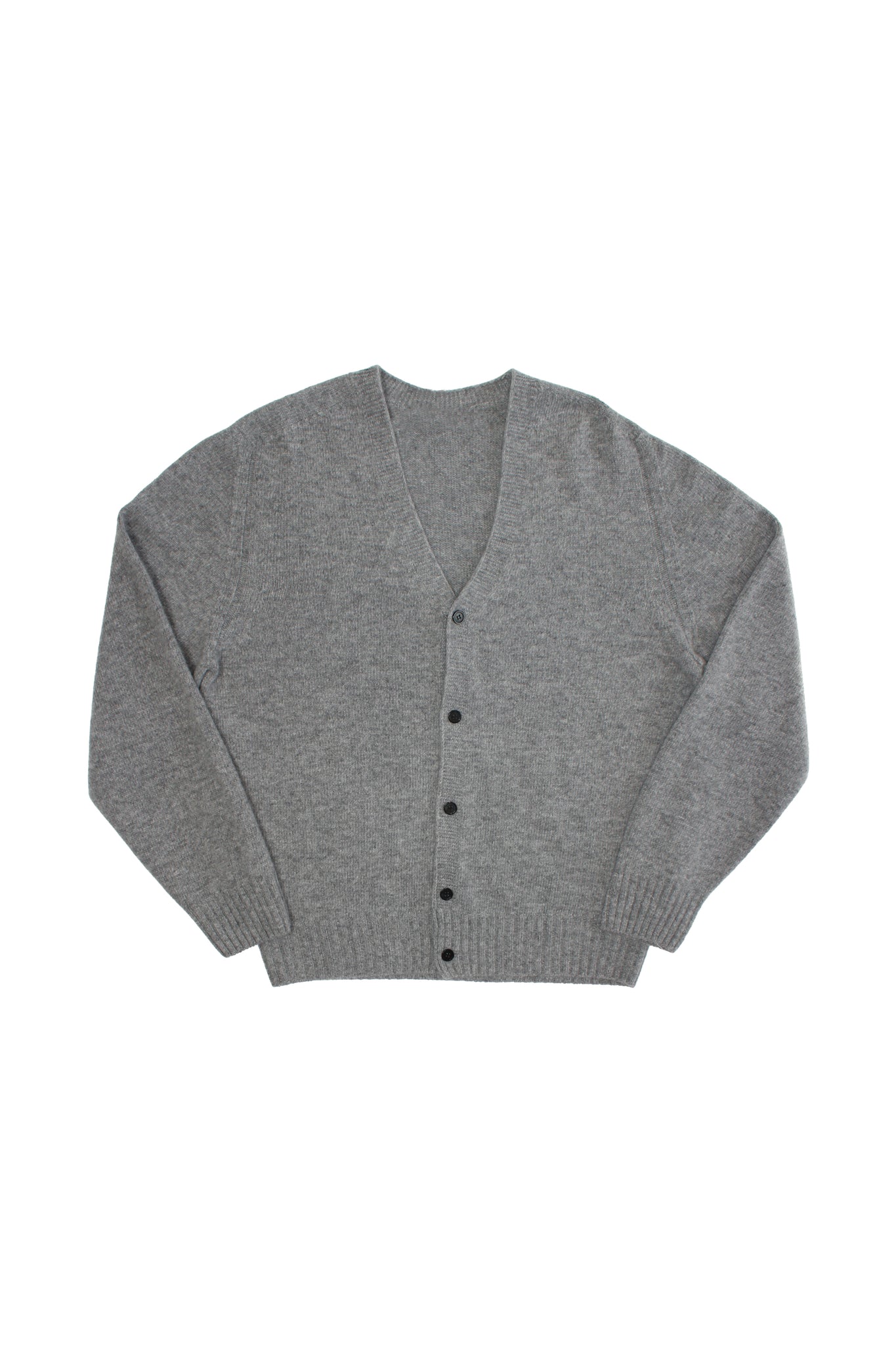 Fine Wool Whole Garment Cardigan in Grey