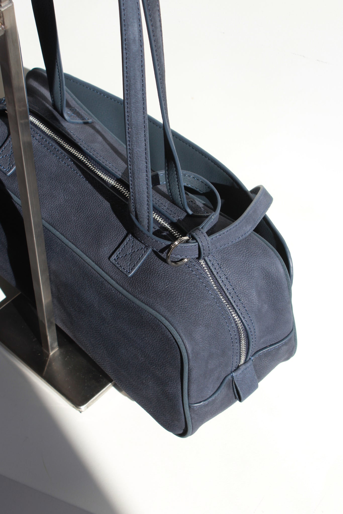 Nubuck Leather Square Shoulder Bag in Blue