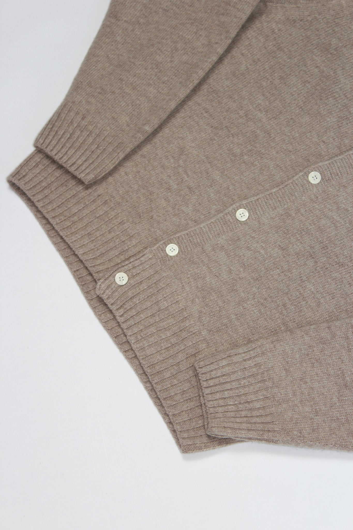 Fine Wool Whole Garment Cardigan in Beige