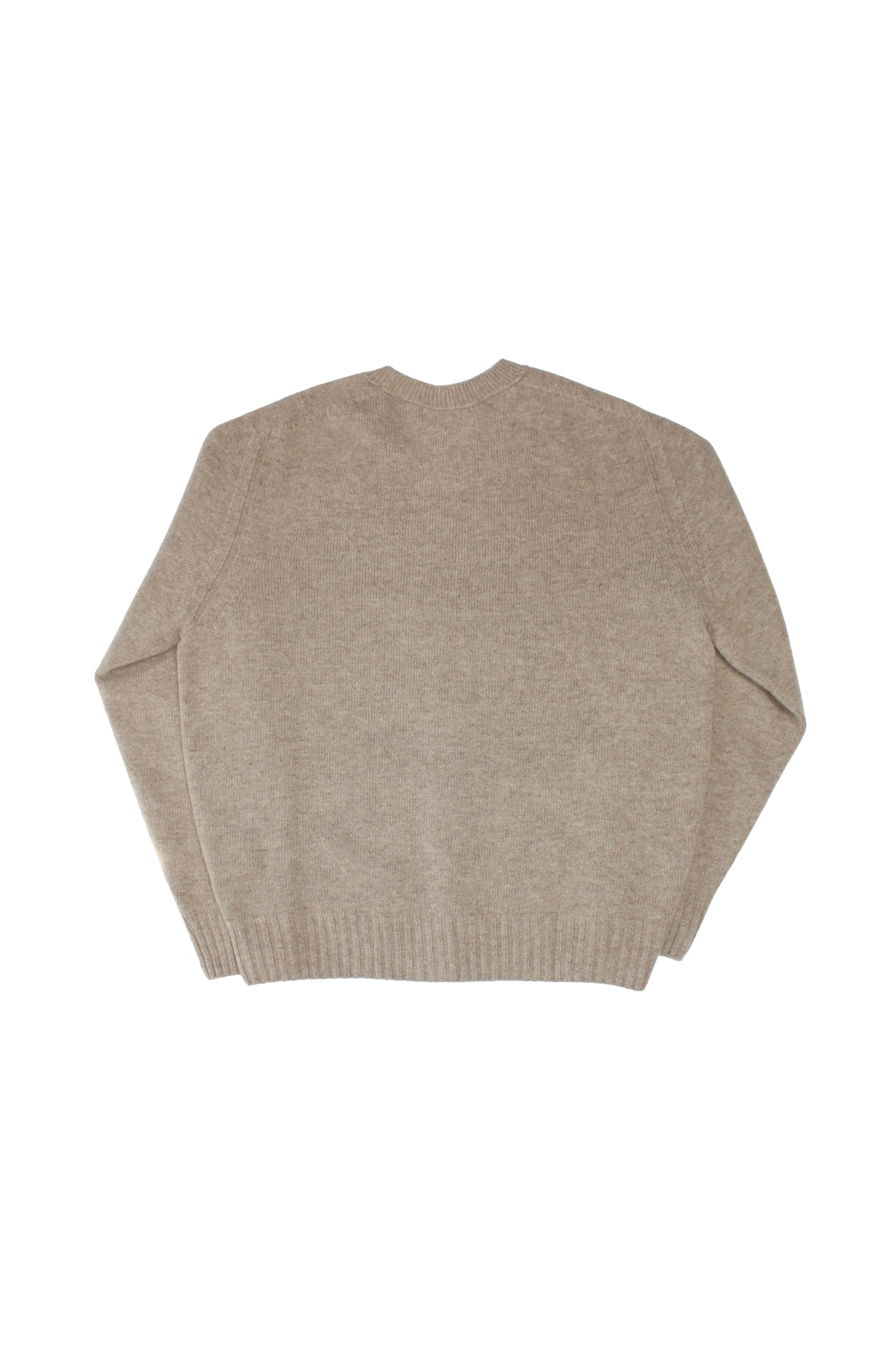 Fine Wool Whole Garment Cardigan in Beige