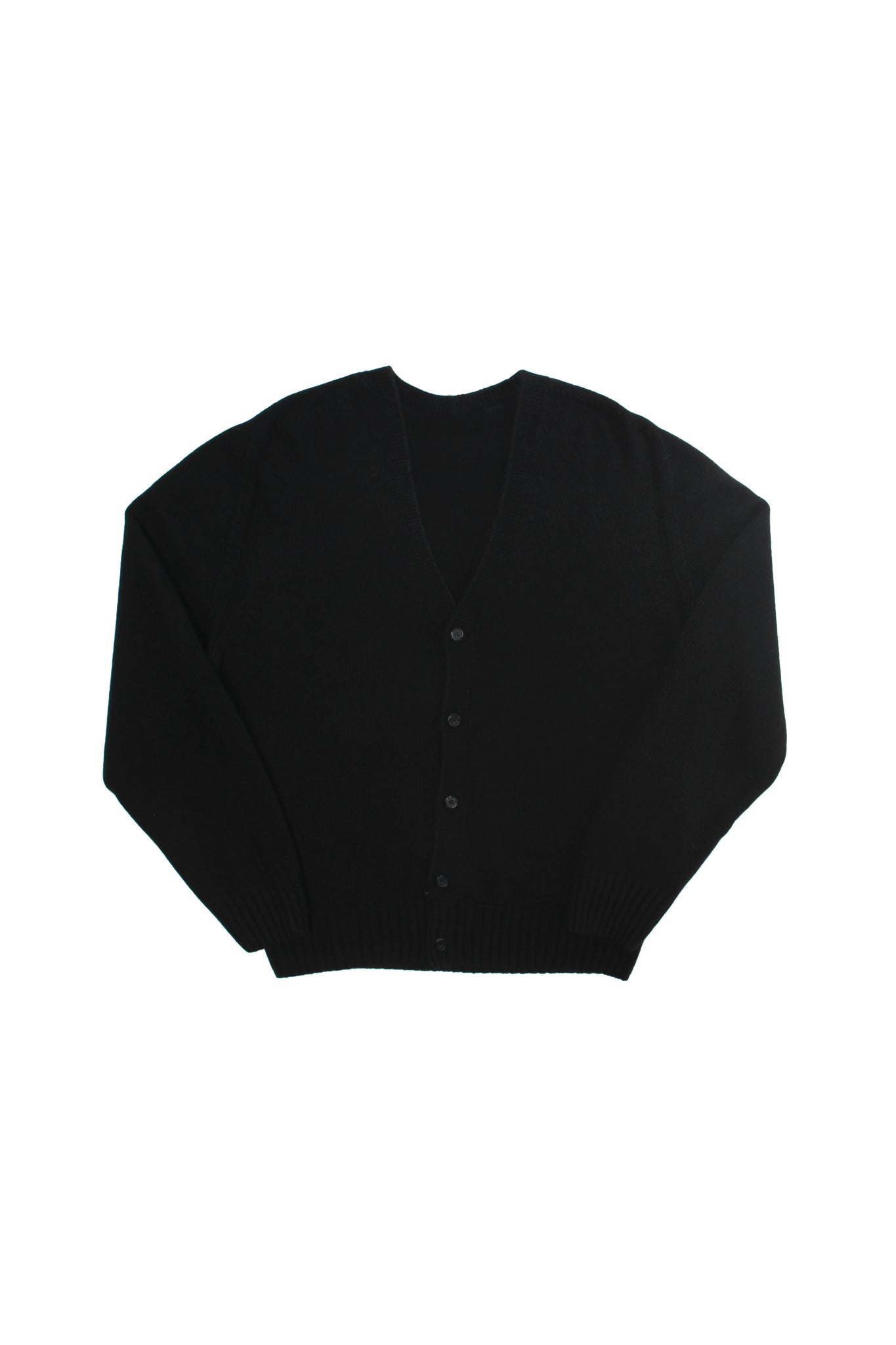Fine Wool Whole Garment Cardigan in Black