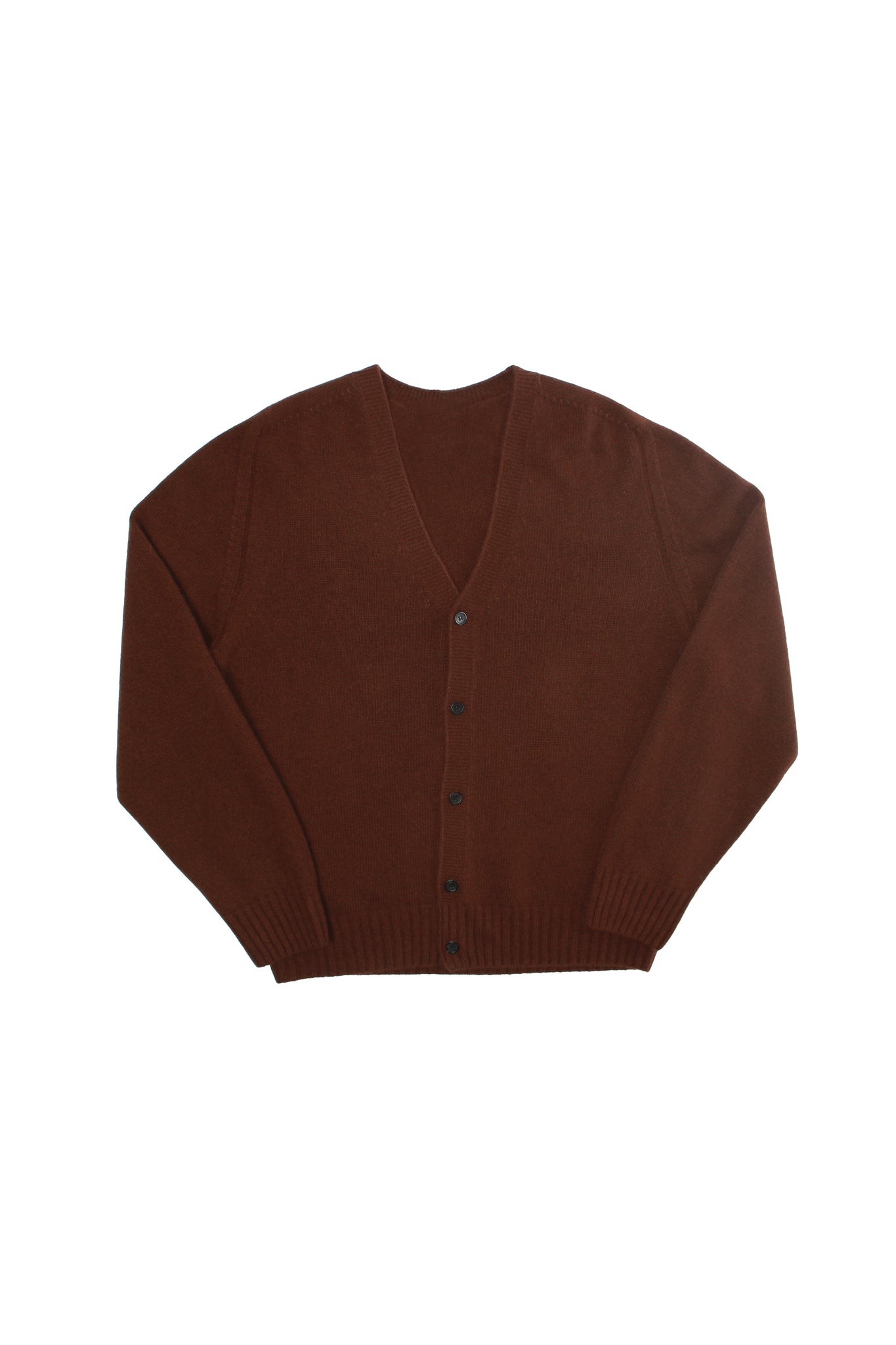 Fine Wool Whole Garment Cardigan in Brown
