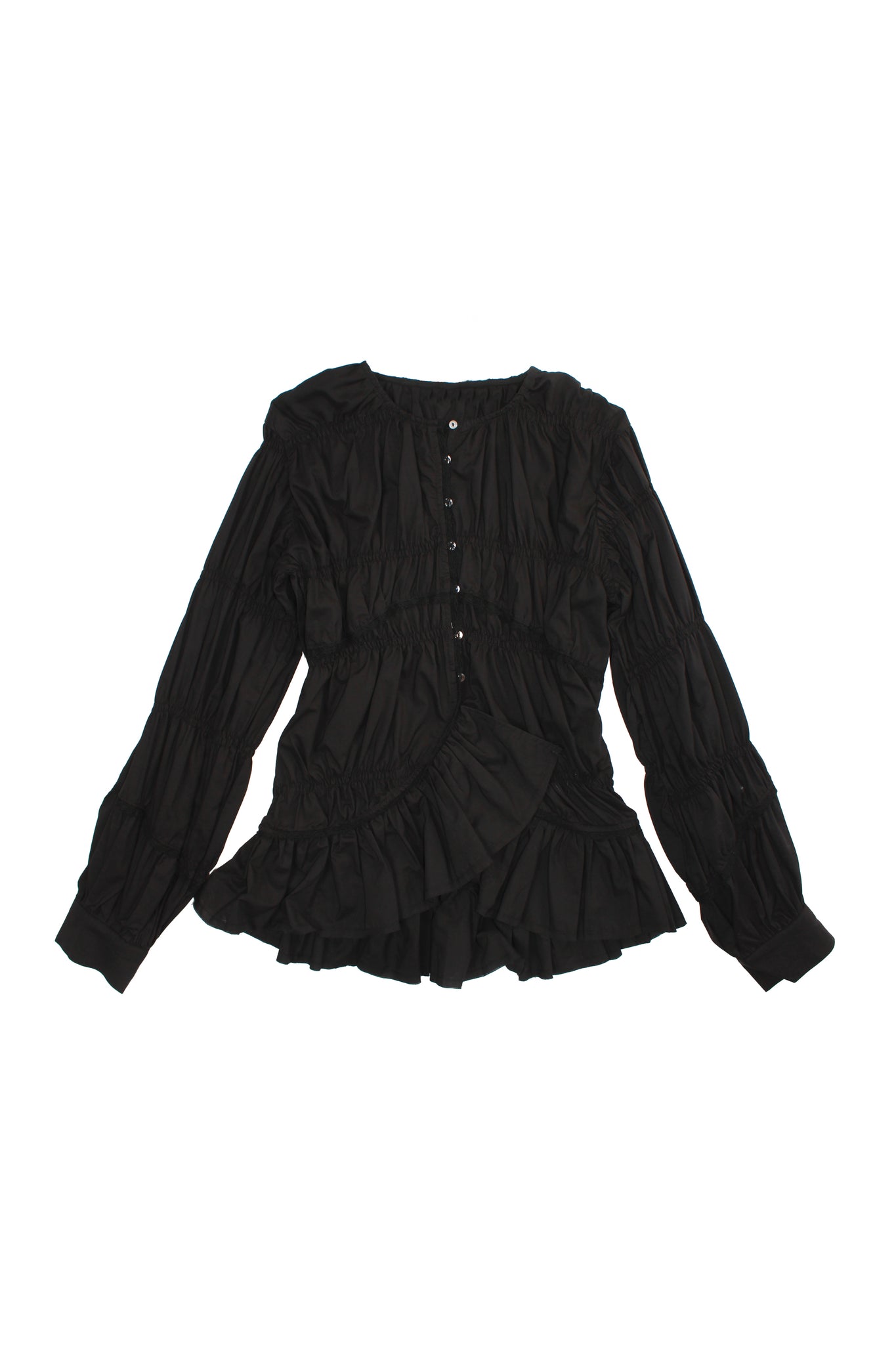 Frill Hem Cardigan in Black