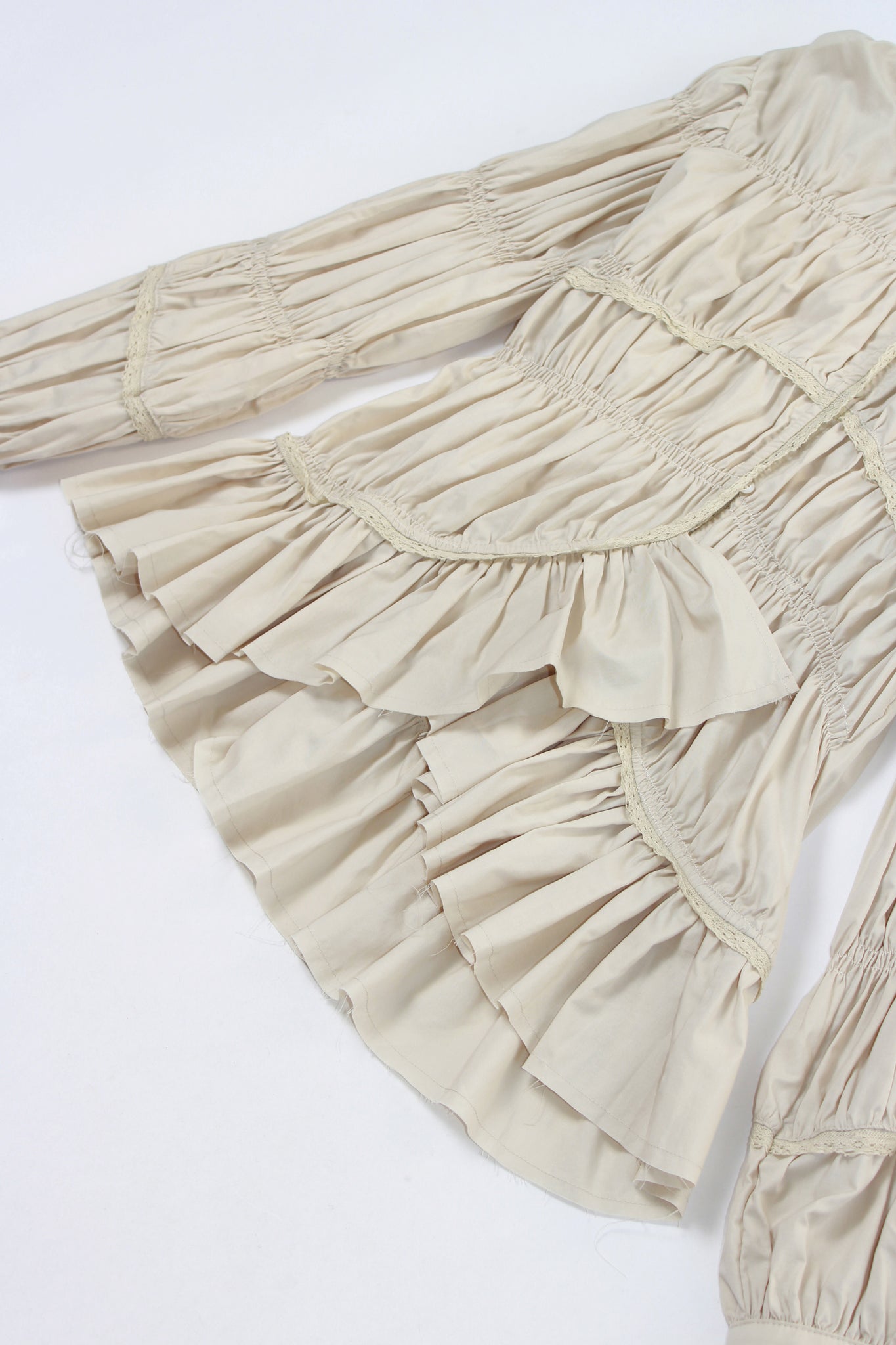 Frill Hem Cardigan in Beige