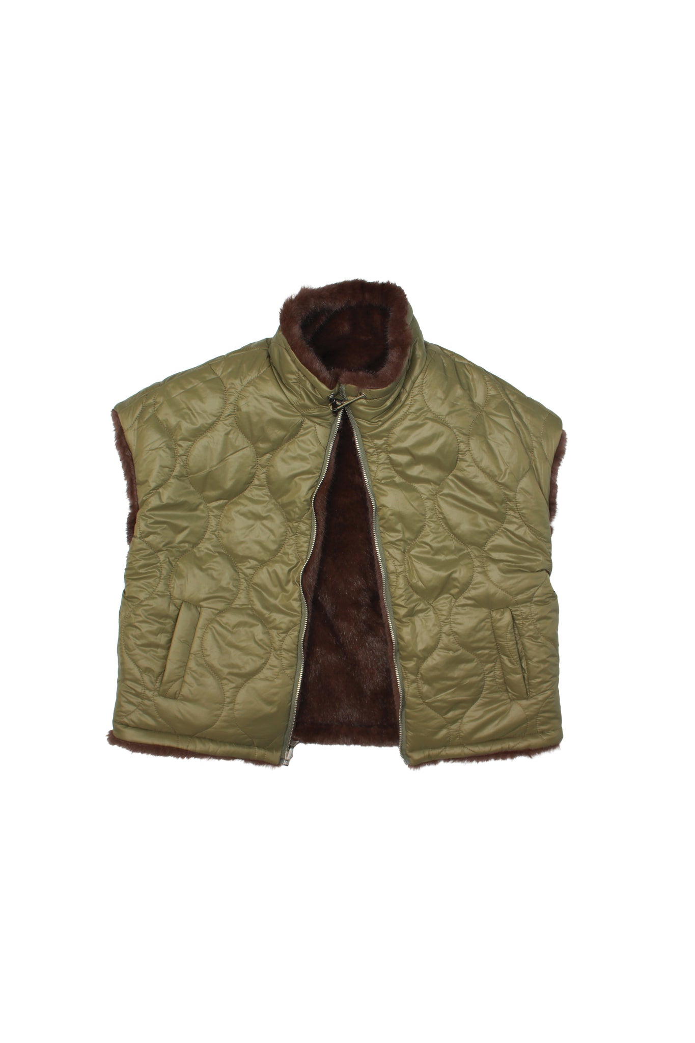 Reversible Quilted Faux Fur Vest