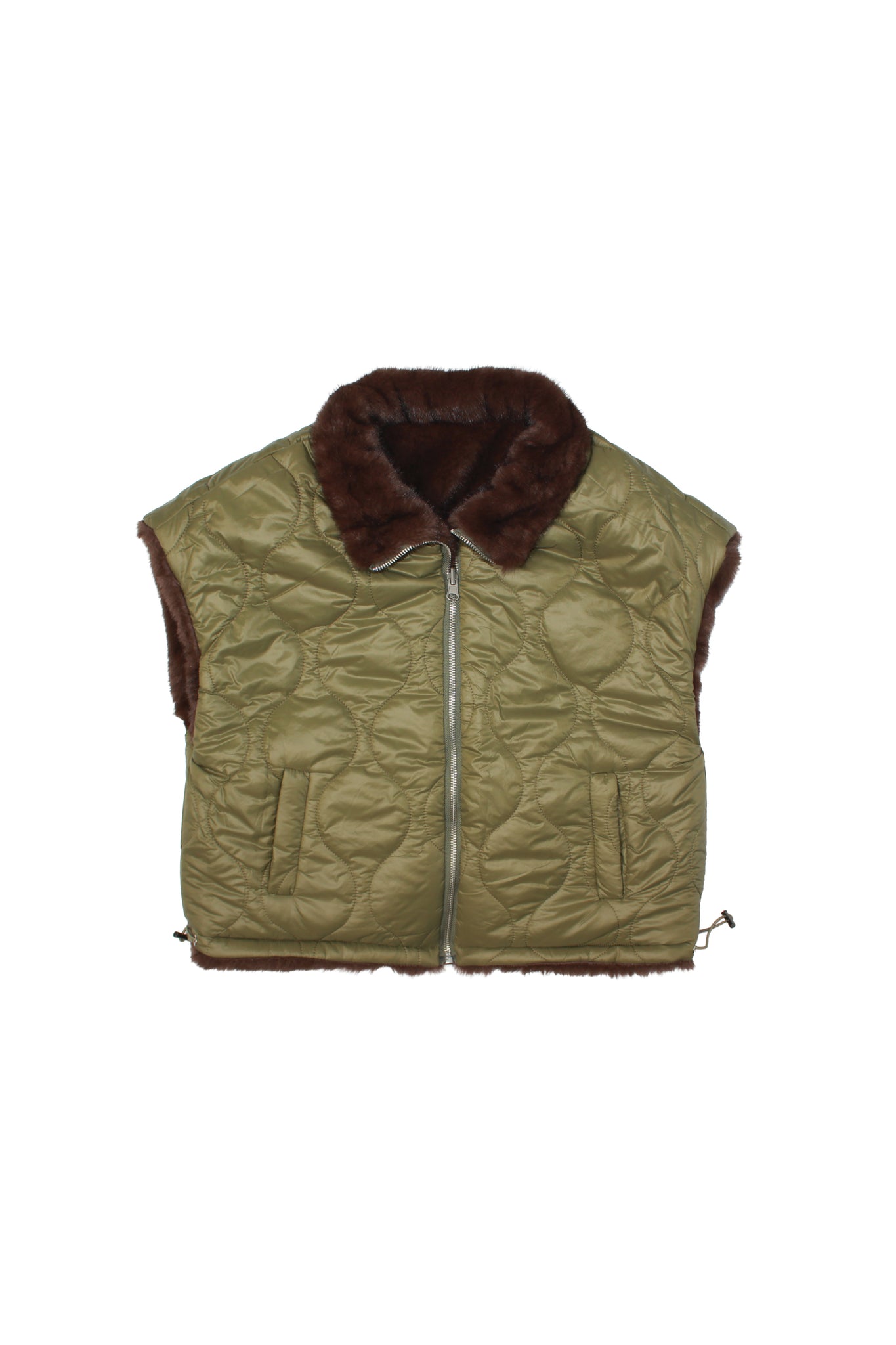 Reversible Quilted Faux Fur Vest