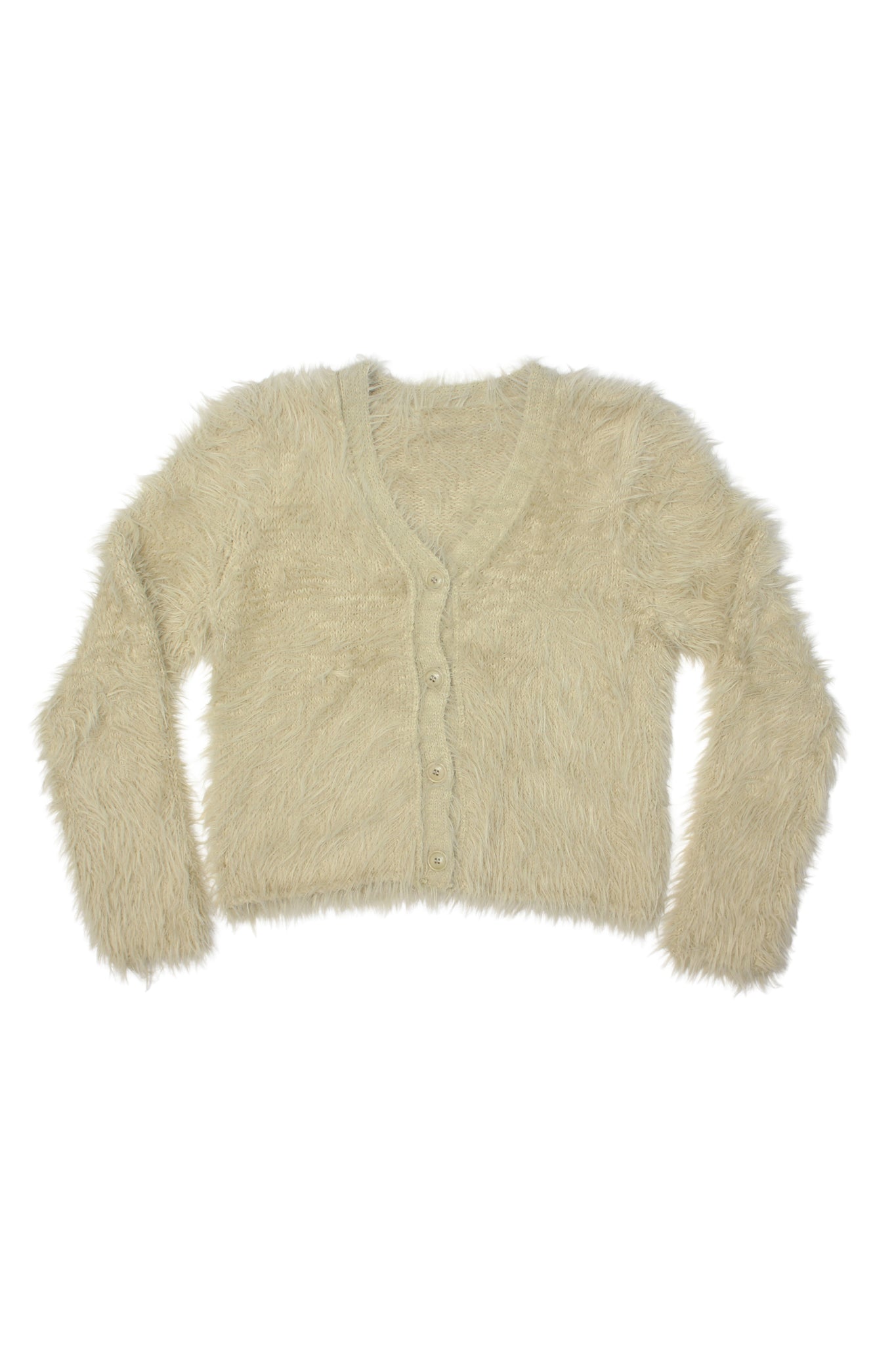 Sandy Faux Fur Cardigan in Light Green