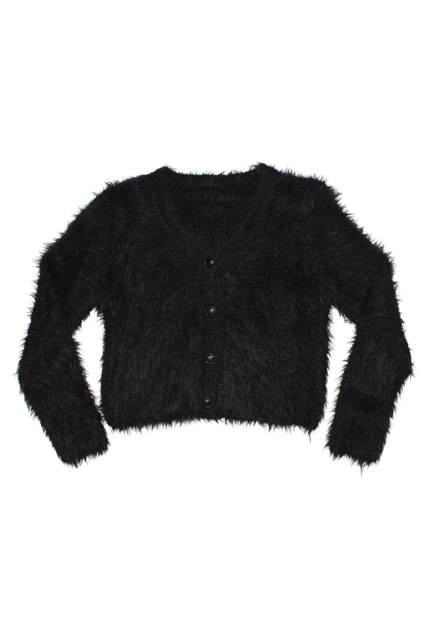 Sandy Faux Fur Cardigan in Black