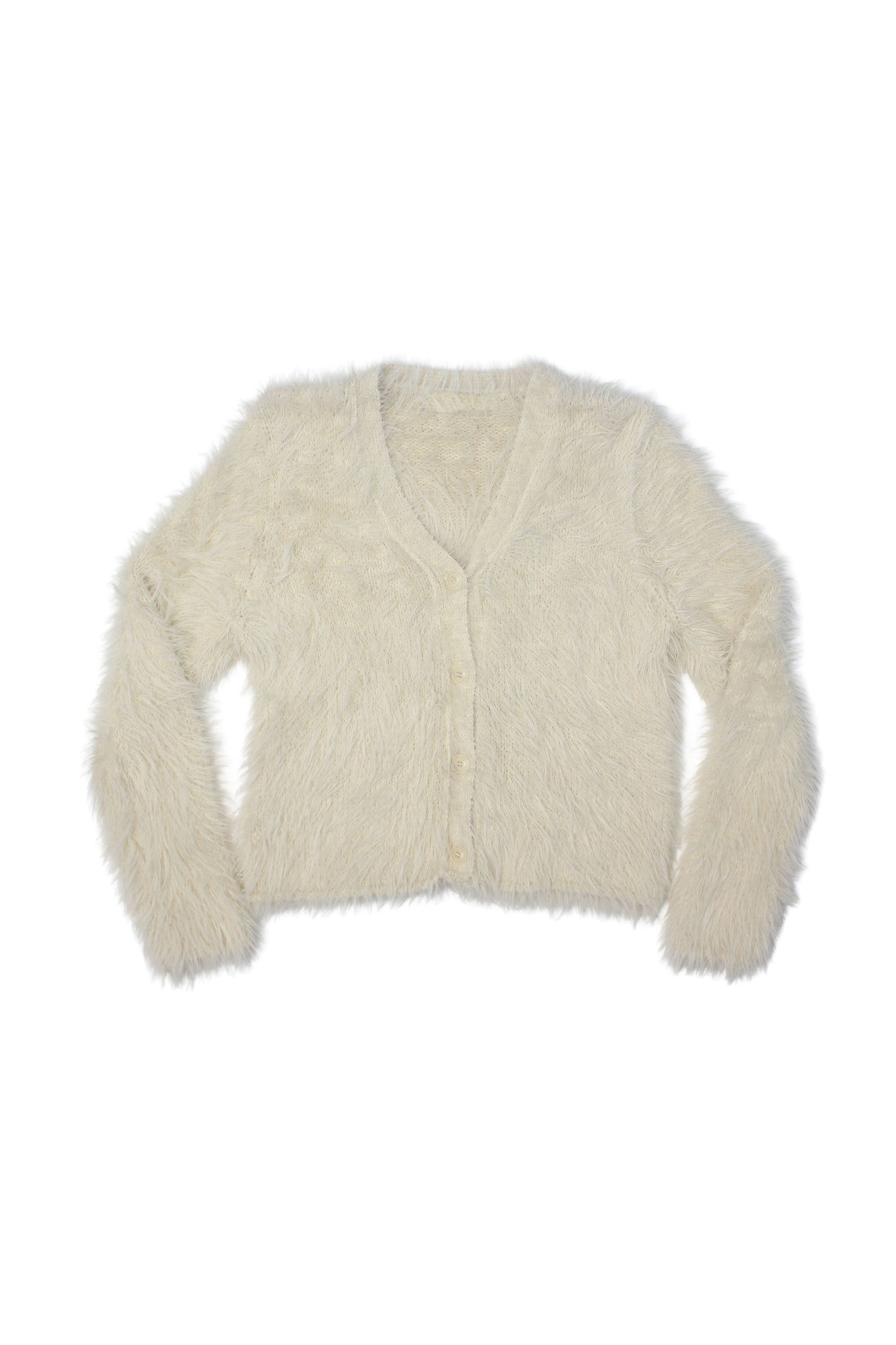 Sandy Faux Fur Cardigan in Ivory
