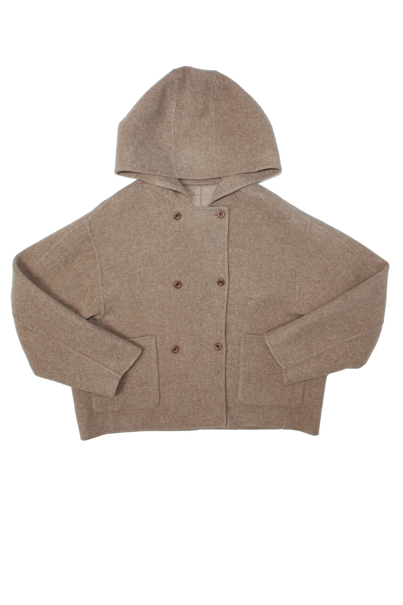 Arc Hood Handmade Coat in Khaki Brown