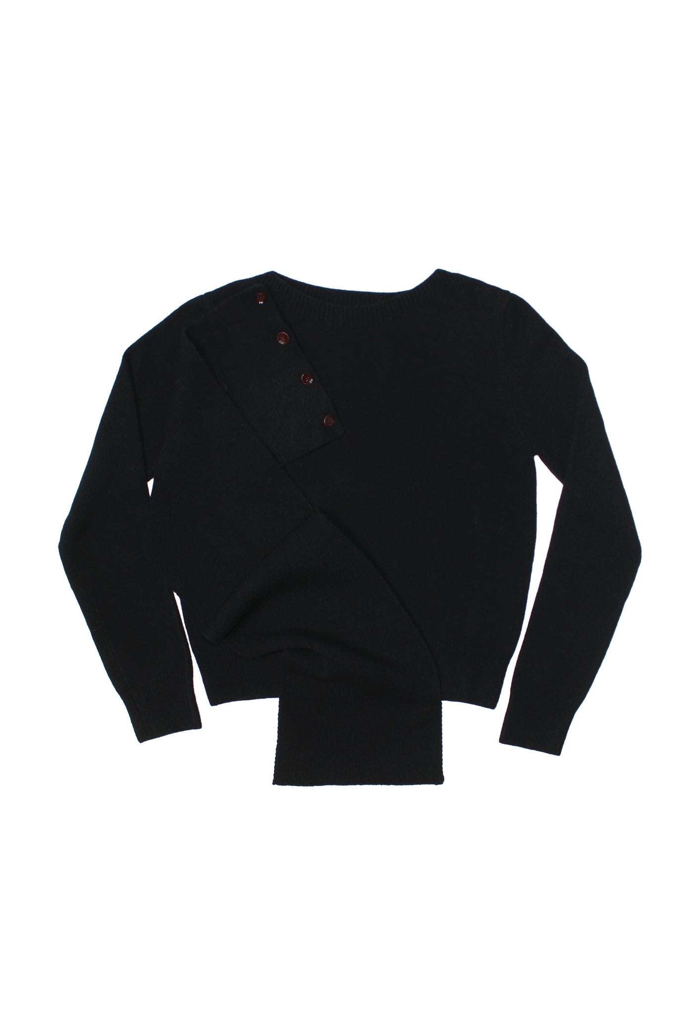 Wool Button Scarf Knit in Black