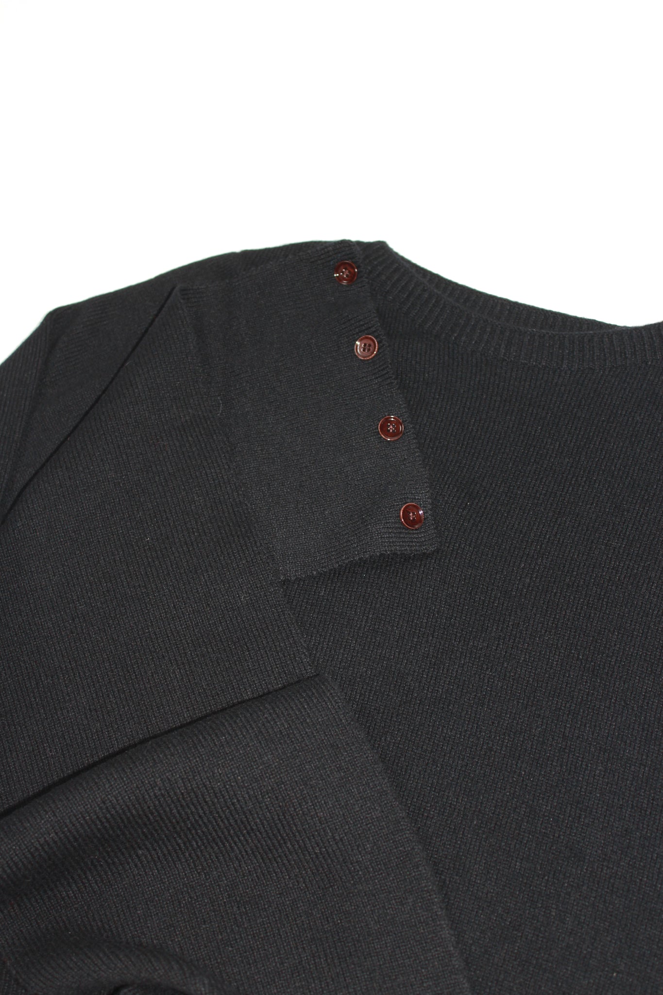 Wool Button Scarf Knit in Black