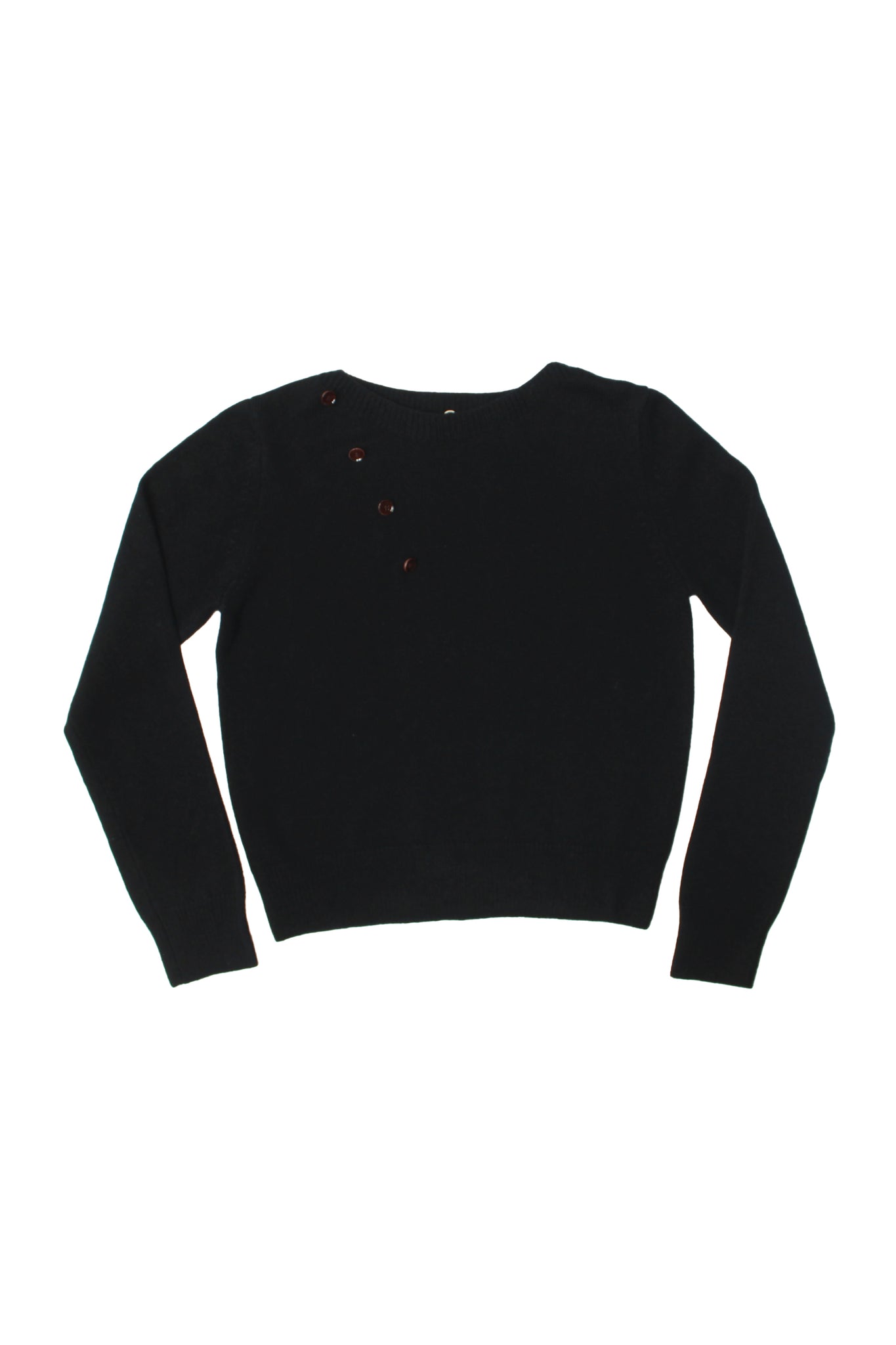 Wool Button Scarf Knit in Black