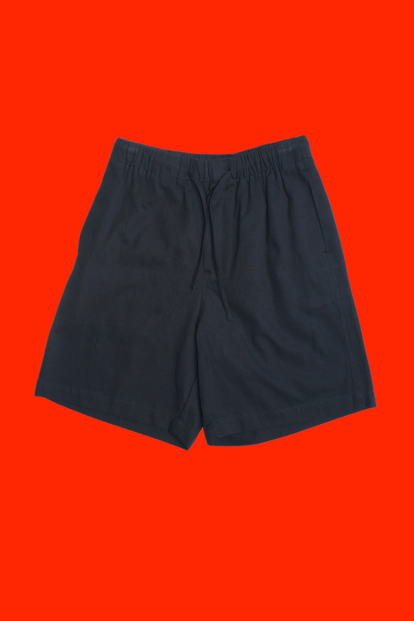 Maroon Twill Cotton Shorts In Navy