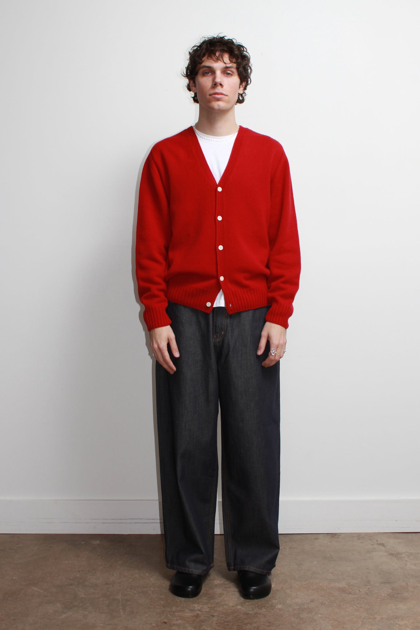 【京本大我 着用】Nep Wool Cardigan - Red Fine Wool Whole Garment Cardigan in Red – Jowa.shop
