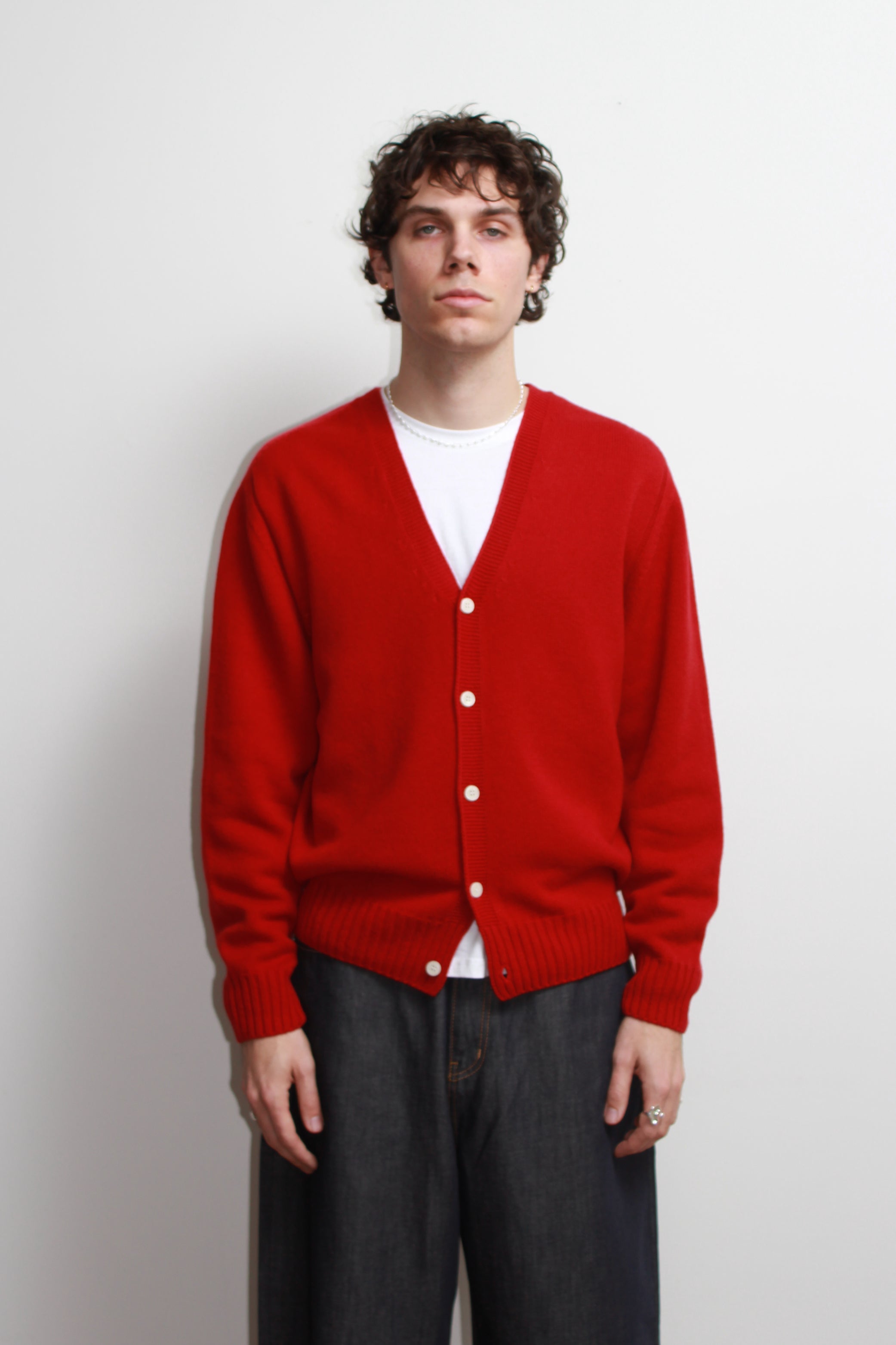 Fine Wool Whole Garment Cardigan in Red – Jowa.shop
