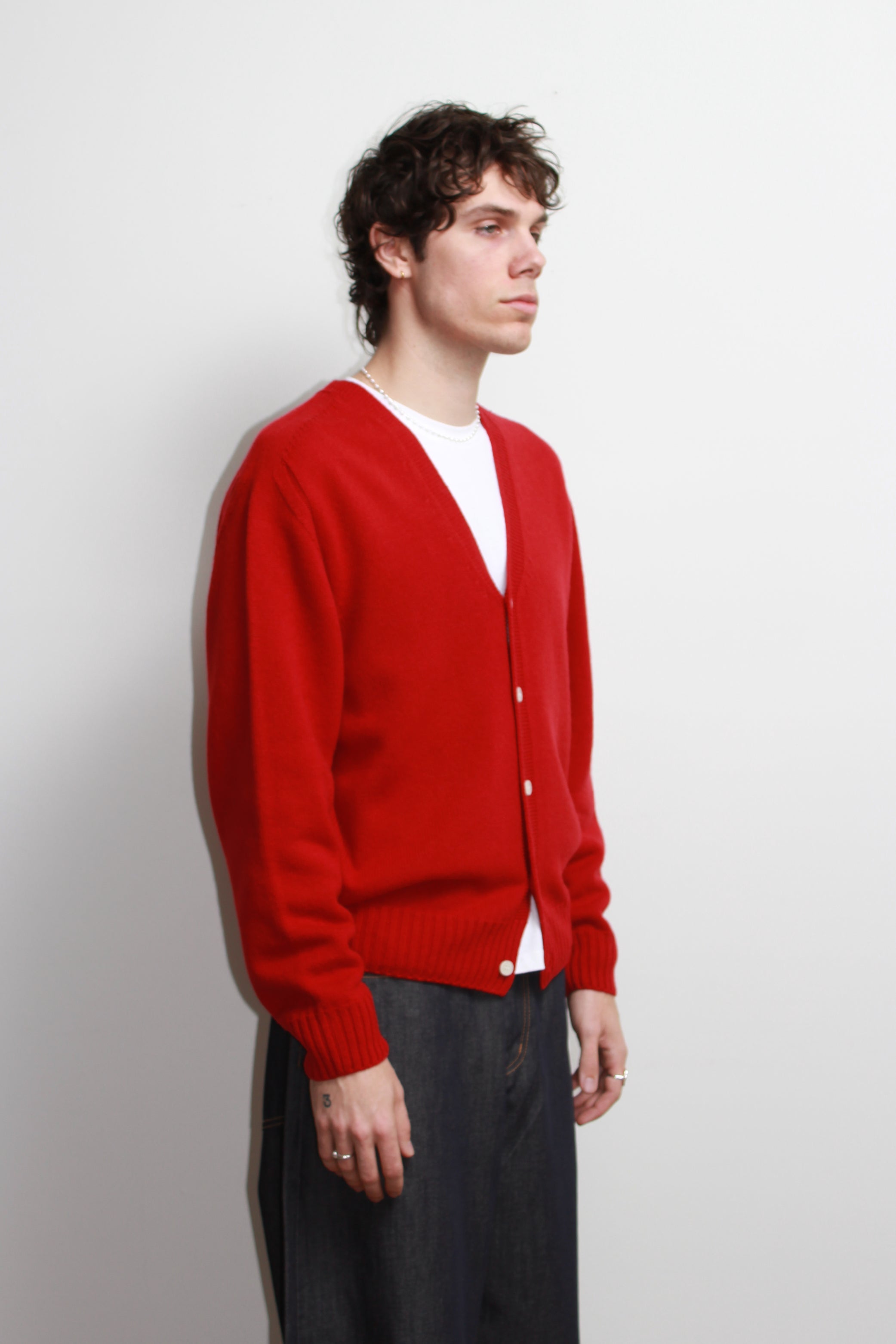 Fine Wool Whole Garment Cardigan in Red – Jowa.shop