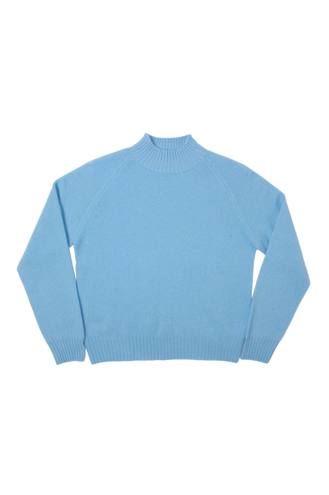 WHOLEGARMENT Mock Neck Wool Sweater in Sky blue