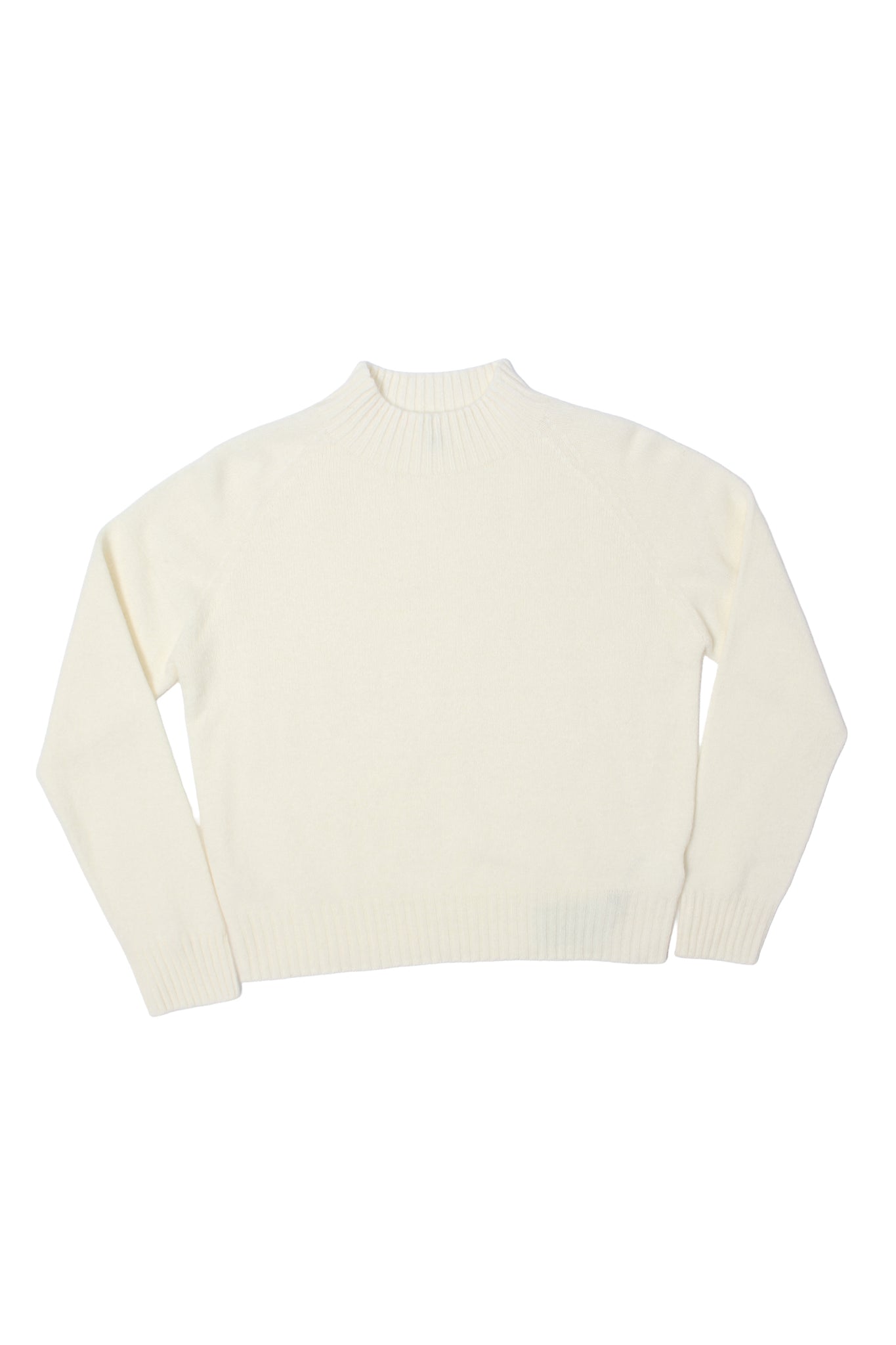 WHOLEGARMENT Mock Neck Wool Sweater in Ivory