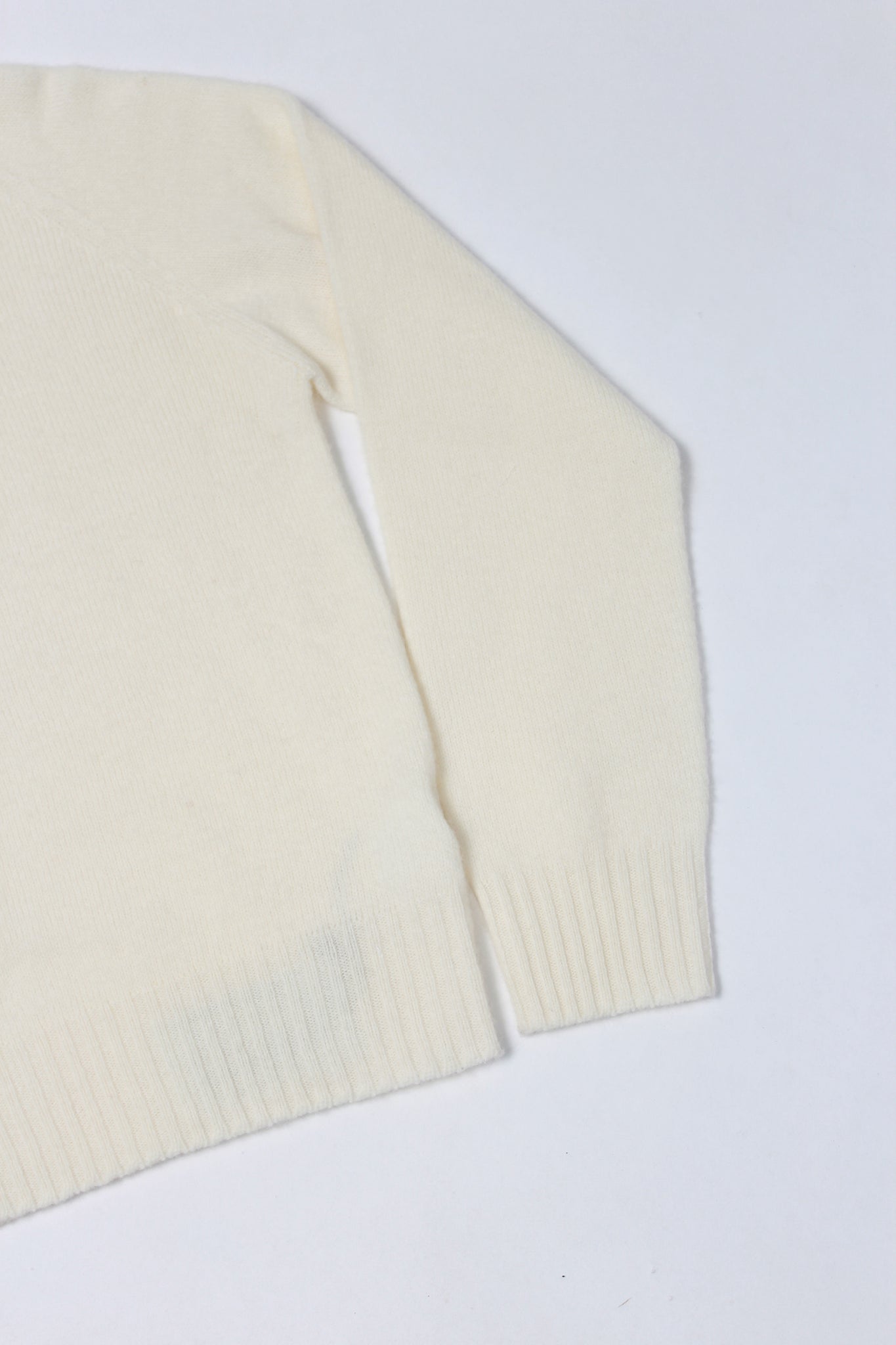 WHOLEGARMENT Mock Neck Wool Sweater in Ivory