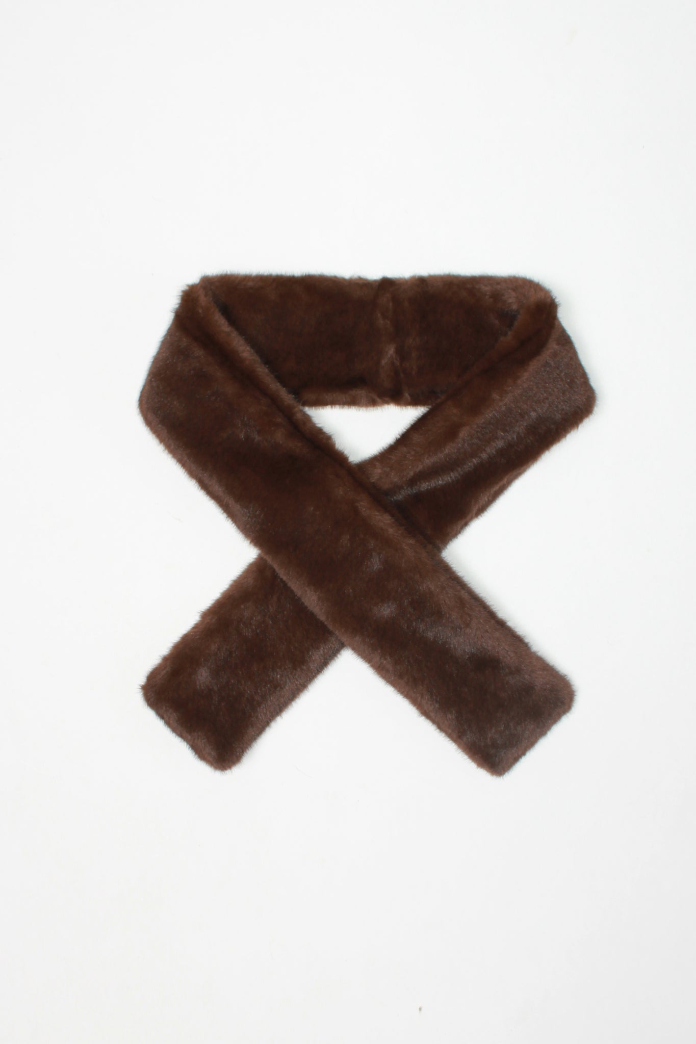 Petite Faux Fur Scarf in Brown