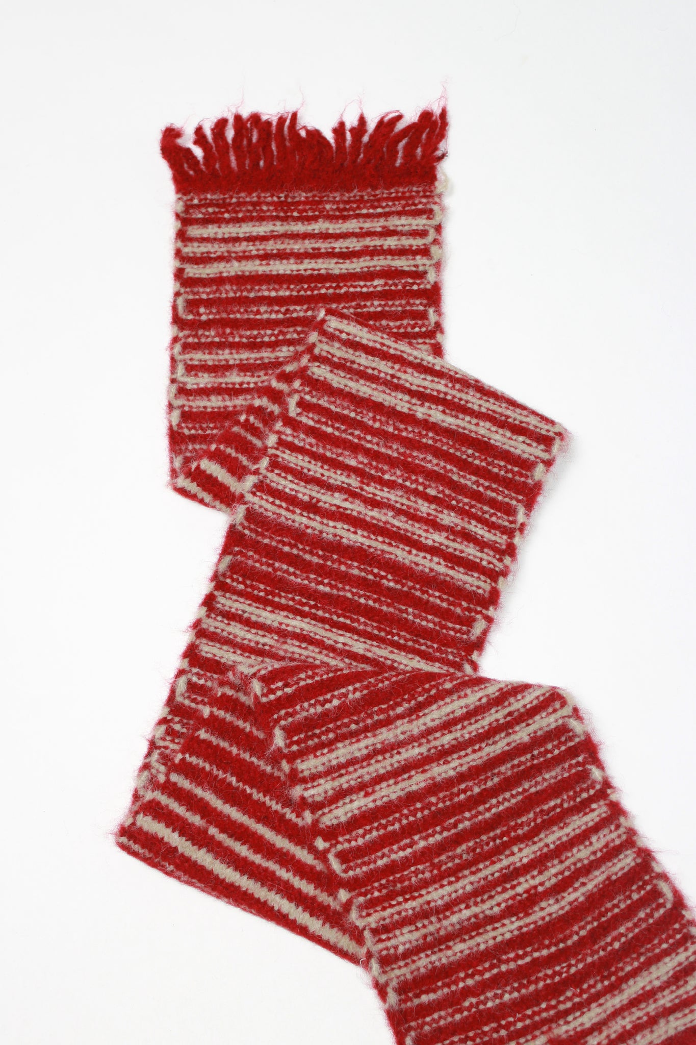 Jerry Wool Stripe Scarf in Red